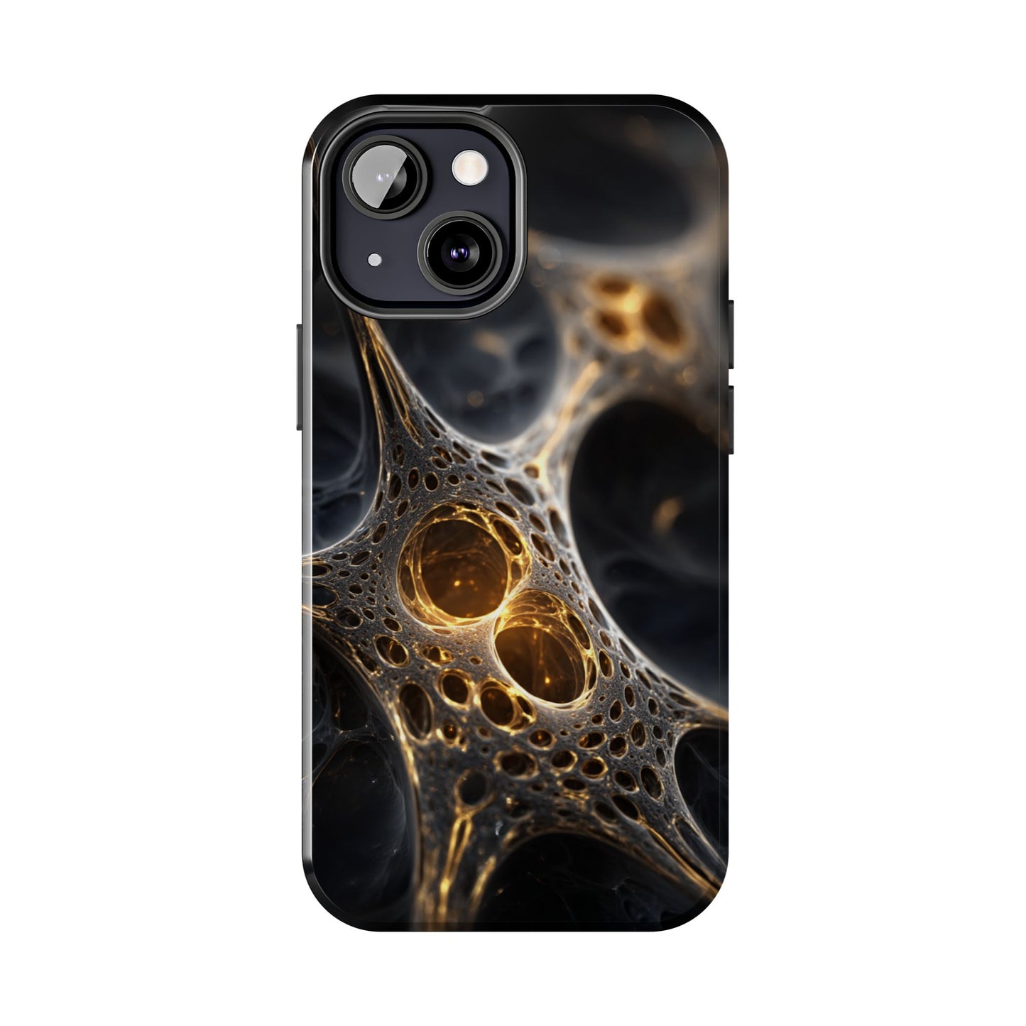 Luxurious Abstract Tough Phone Case - Gold and Black Design