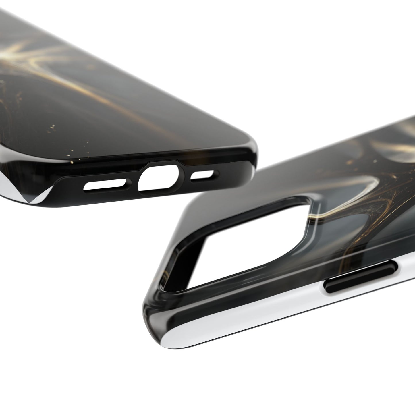 Elegant Tough Phone Case with Abstract Metallic Design