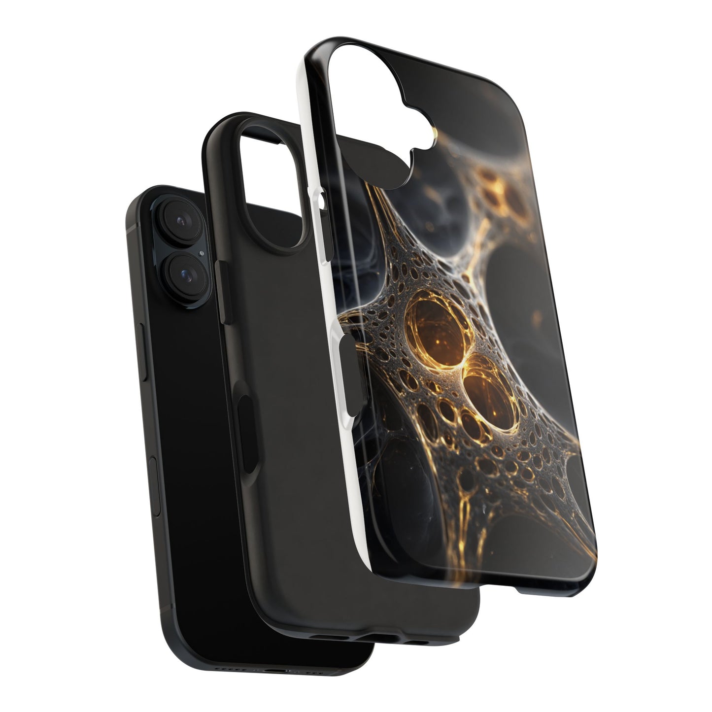 Luxurious Abstract Tough Phone Case - Gold and Black Design
