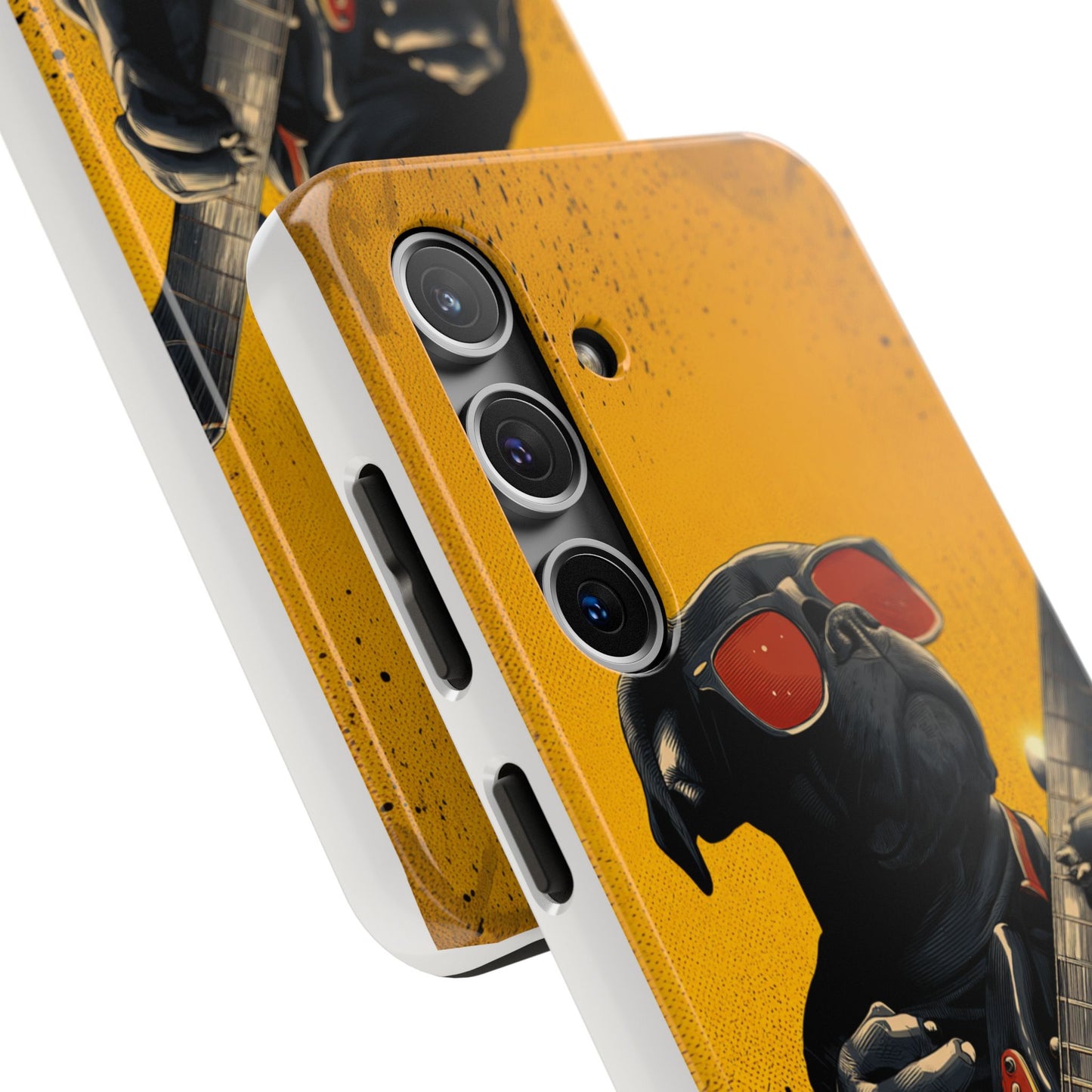 French Bulldog with Red Sunglasses Playing Red Guitar Tough Phone Case