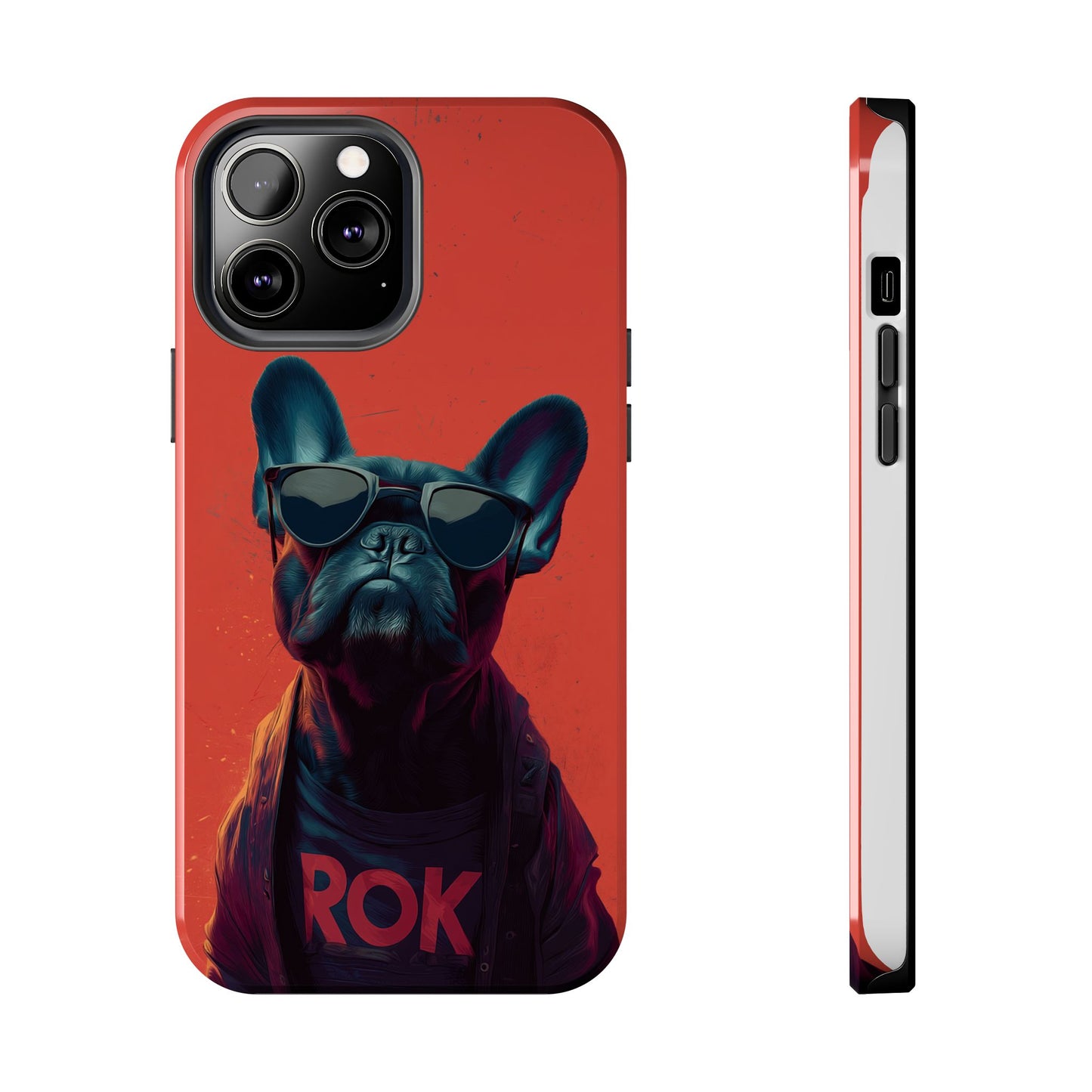 Rockin’ Dogs Tough Phone Case - Playful Guitarist & Cool Bulldog for Pet Lovers