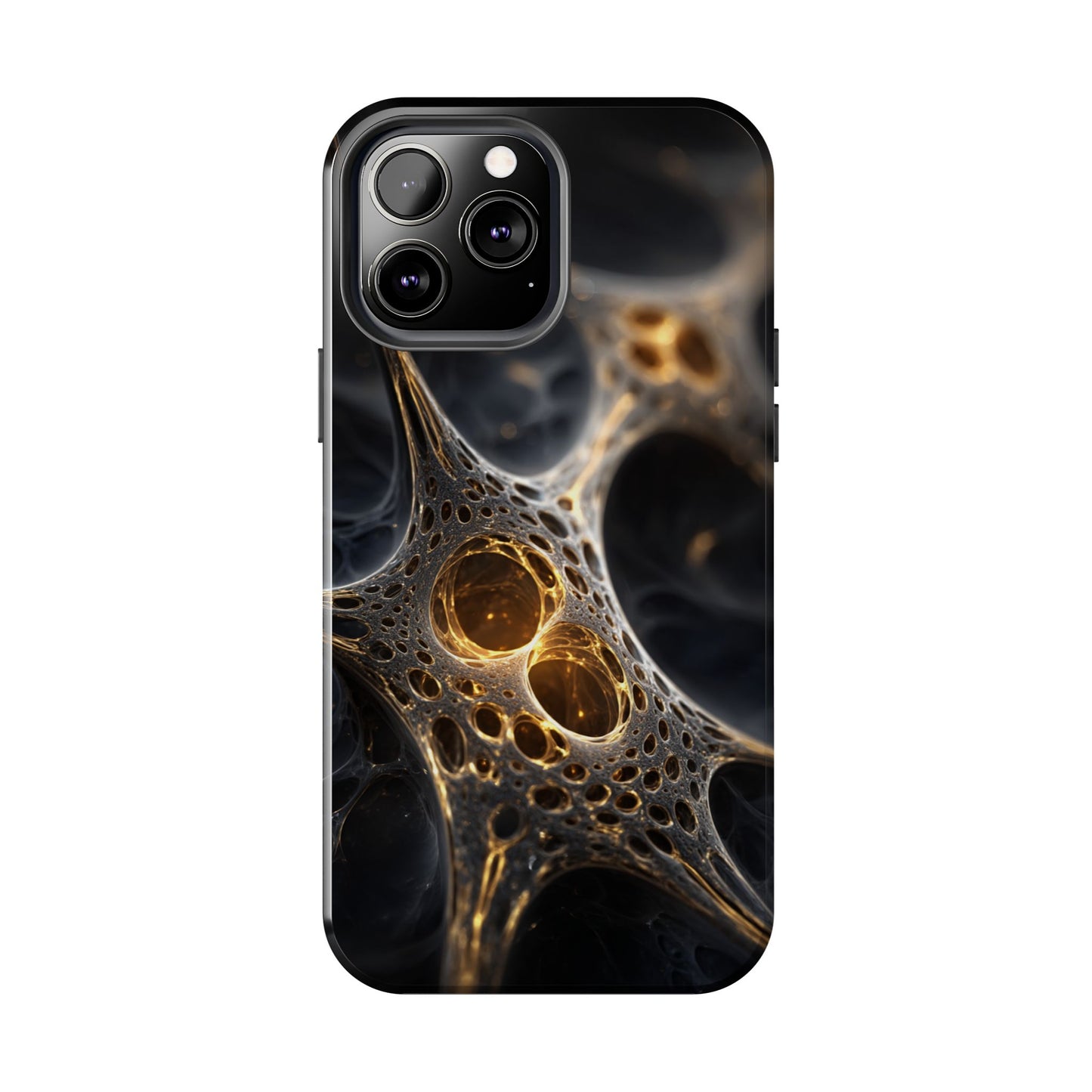 Luxurious Abstract Tough Phone Case - Gold and Black Design