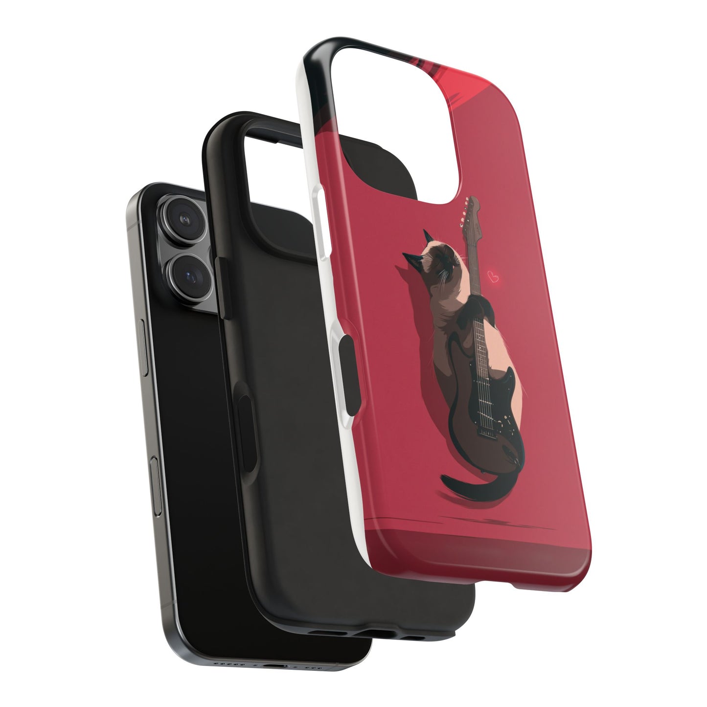 Charming Cat with Guitar Tough Phone Case – Wearable Art for Cat & Music Lovers