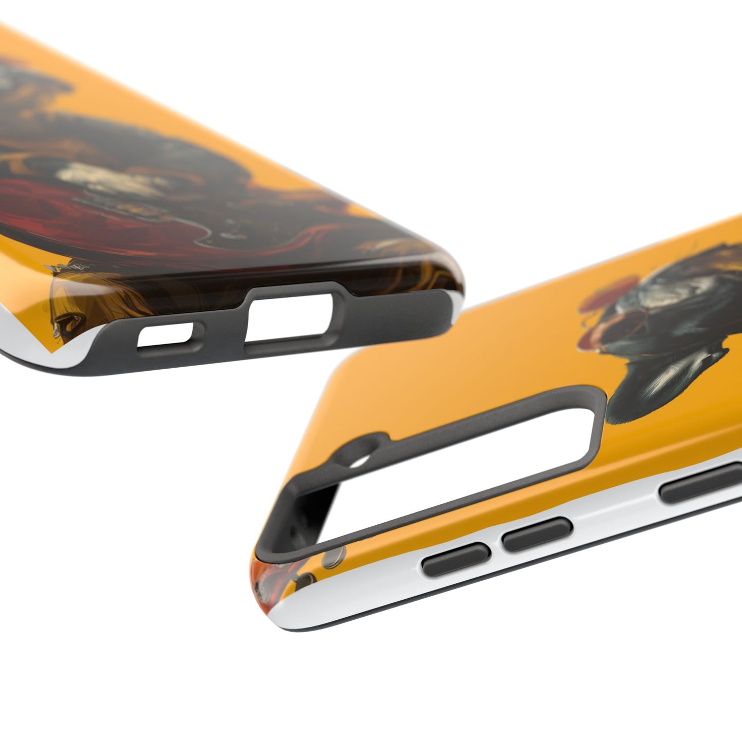 French Bulldog with Red Sunglasses Playing Red Guitar Tough Phone Case