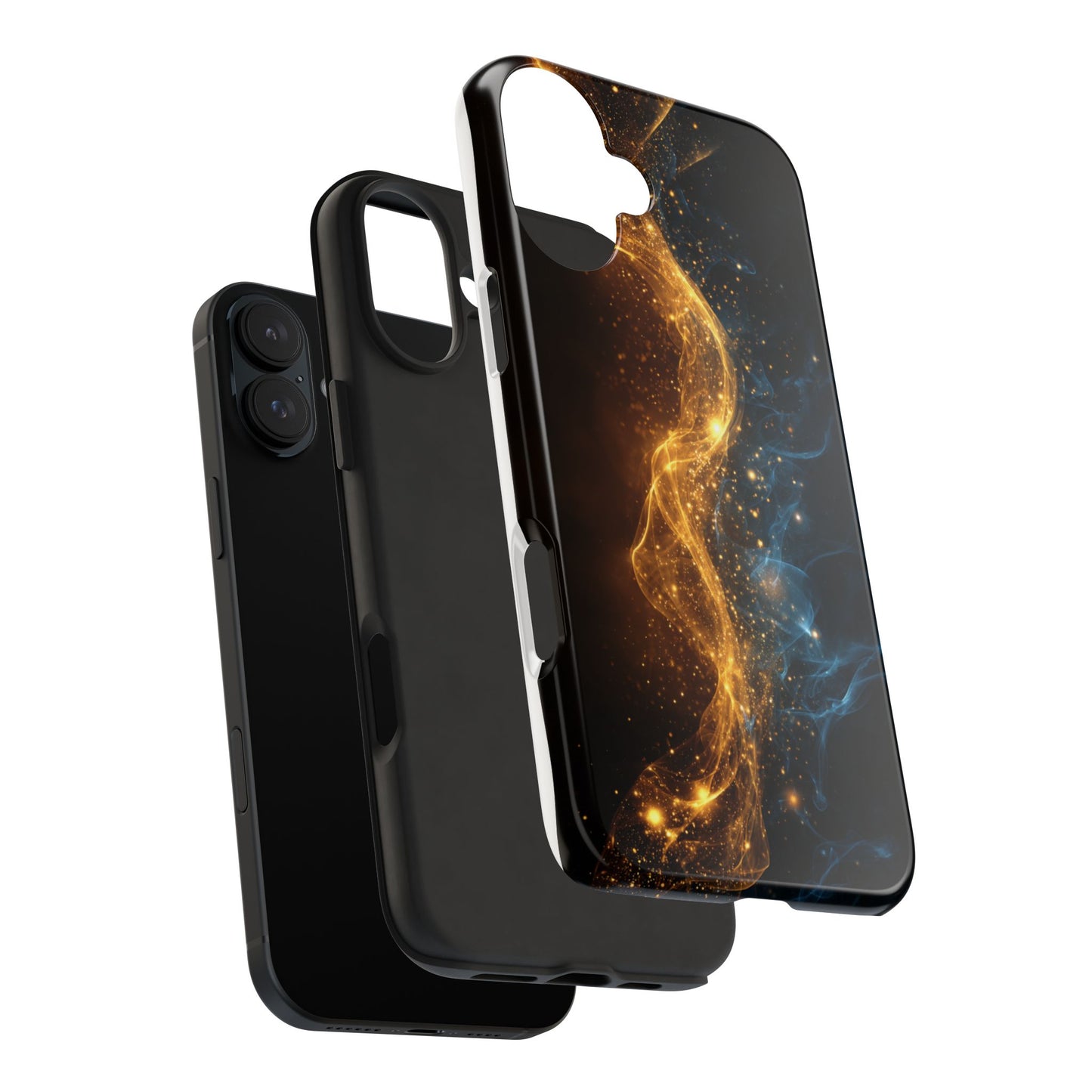 Dynamic Gold and Blue Tough Phone Case - Durable Protection with a Stunning Design