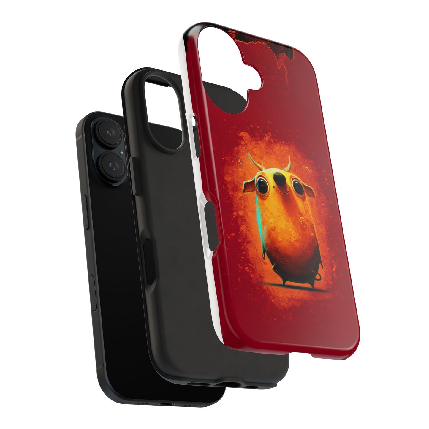 Whimsical Tough Phone Case - Cute Orange Monster Design