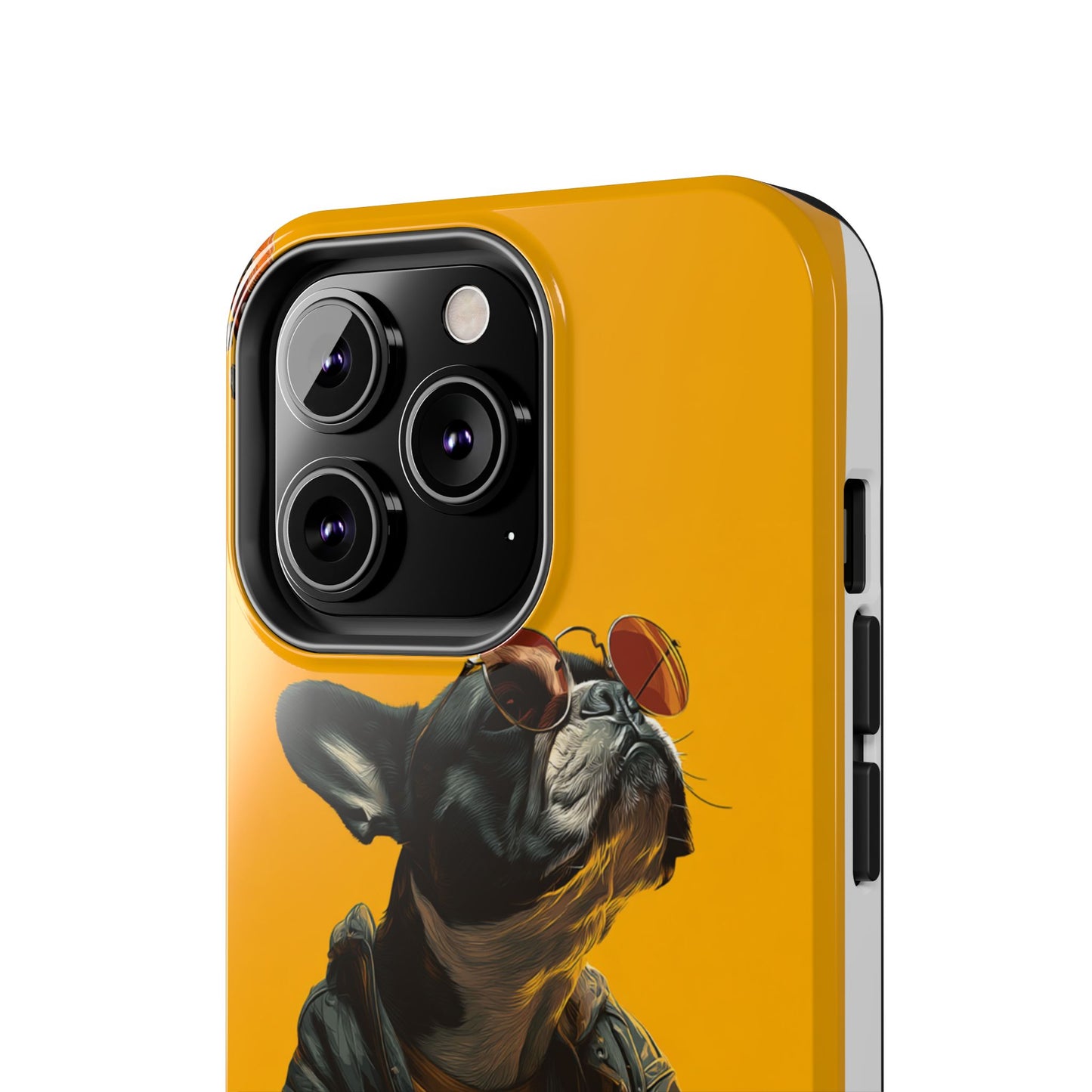 French Bulldog with Red Sunglasses Playing Red Guitar Tough Phone Case