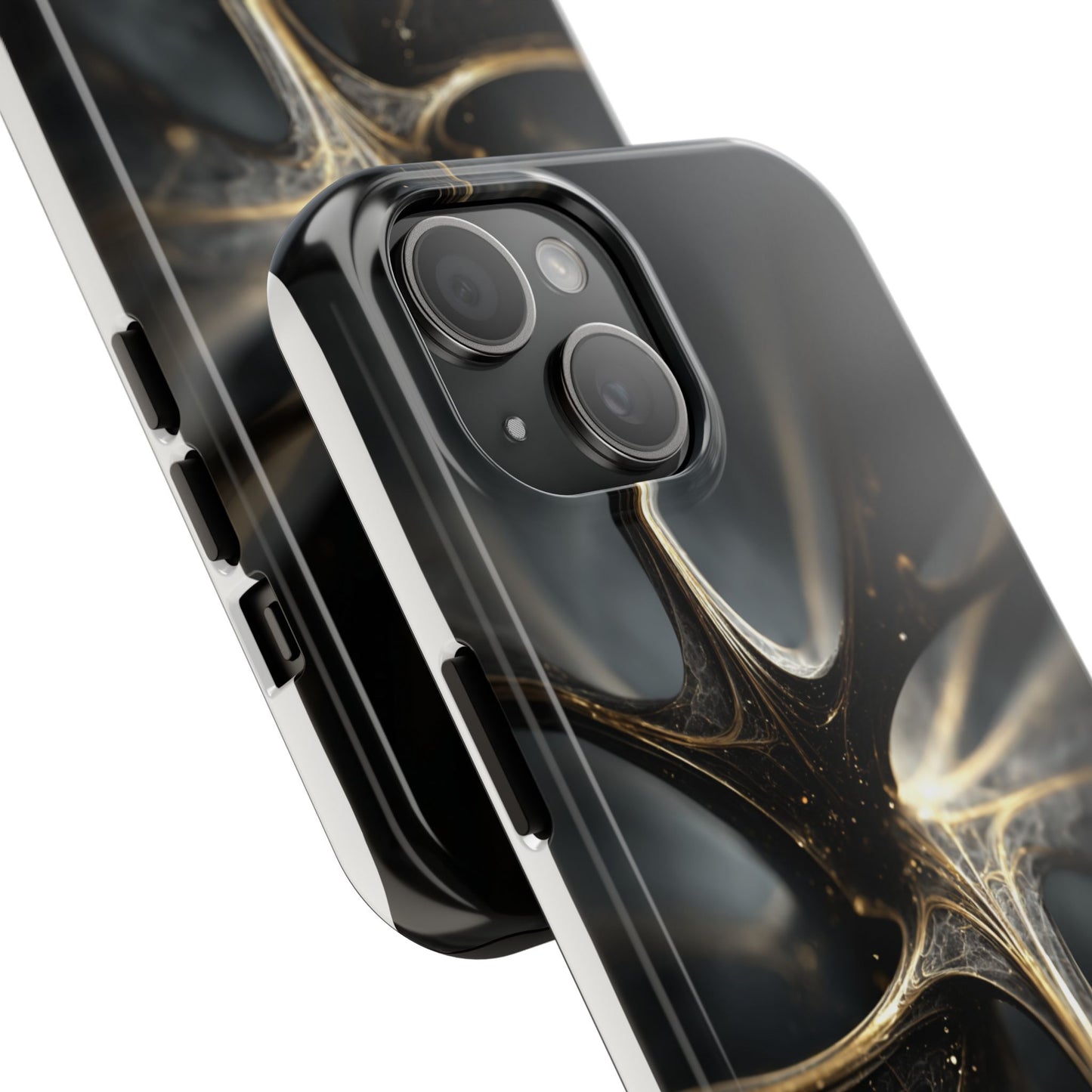 Elegant Tough Phone Case with Abstract Metallic Design
