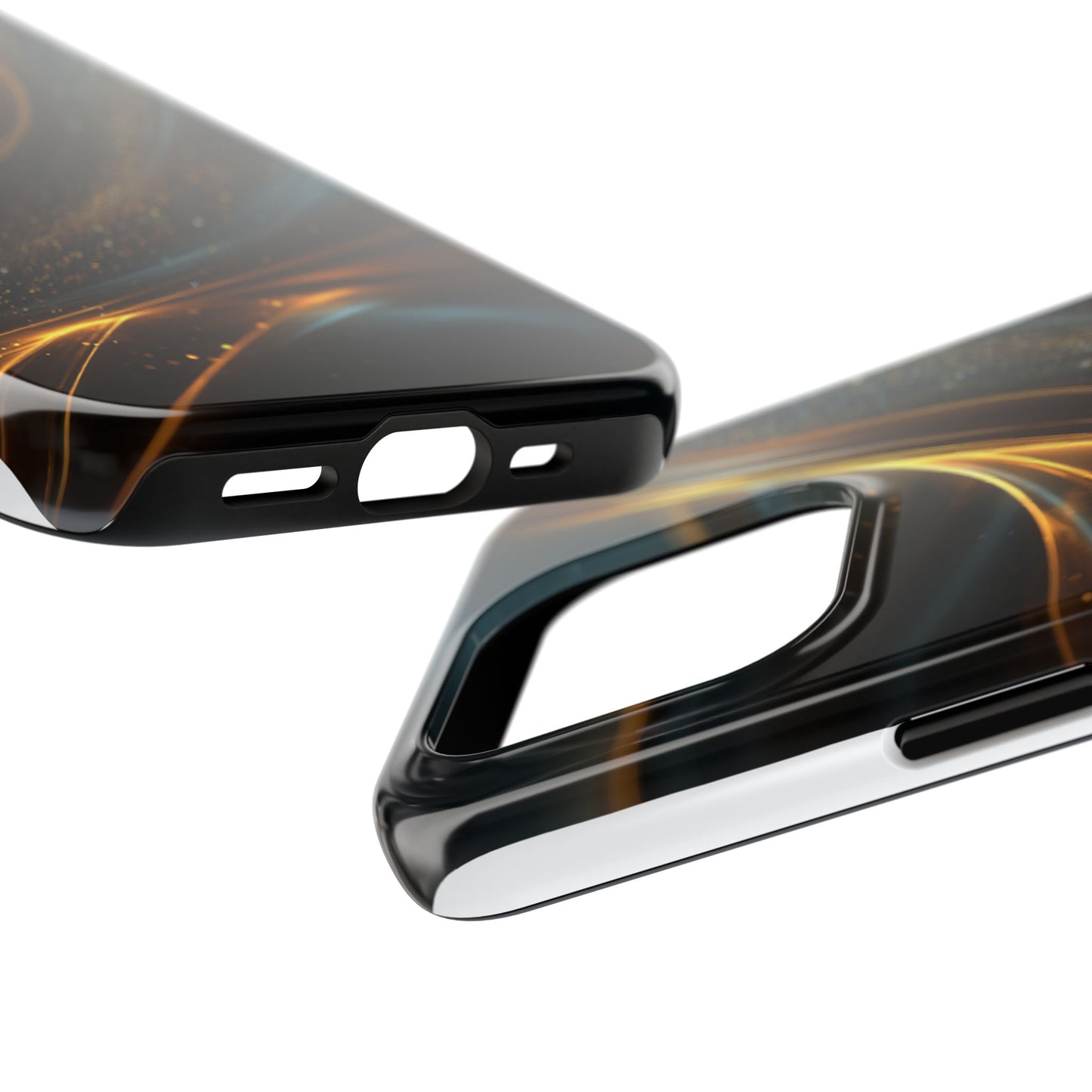Elegant Tough Phone Case with Glittering Waves Design
