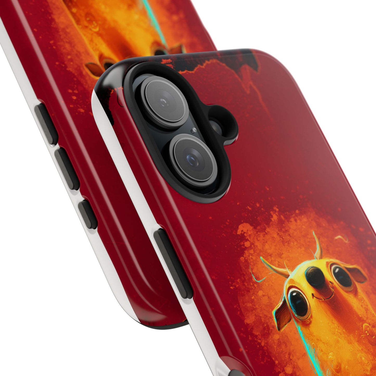 Whimsical Tough Phone Case - Cute Orange Monster Design