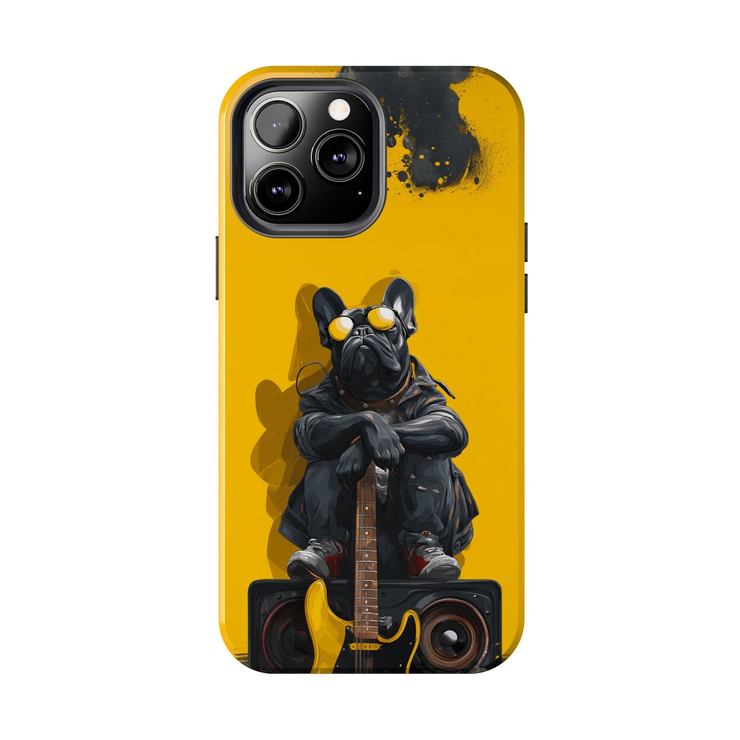 Rebellious Dog with Guitar Tough Phone Case – Wearable Art for Pet & Music Lovers