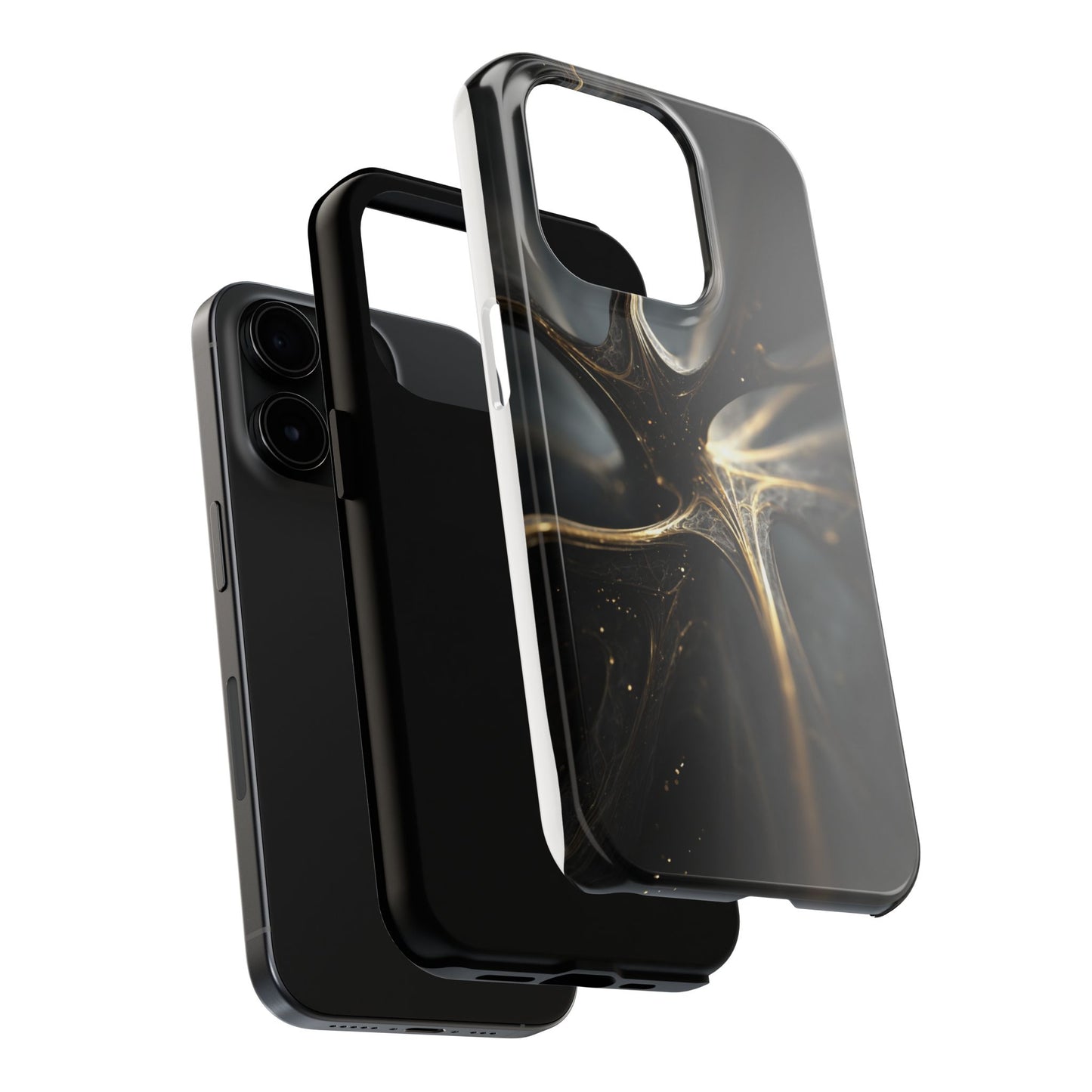Elegant Tough Phone Case with Abstract Metallic Design