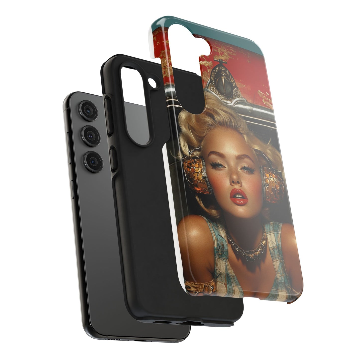 Retro Glam Tough Phone Case - Stylish Protection for Music Lovers