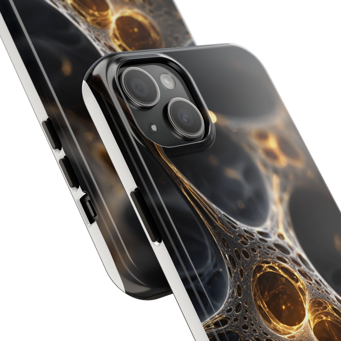 Luxurious Abstract Tough Phone Case - Gold and Black Design