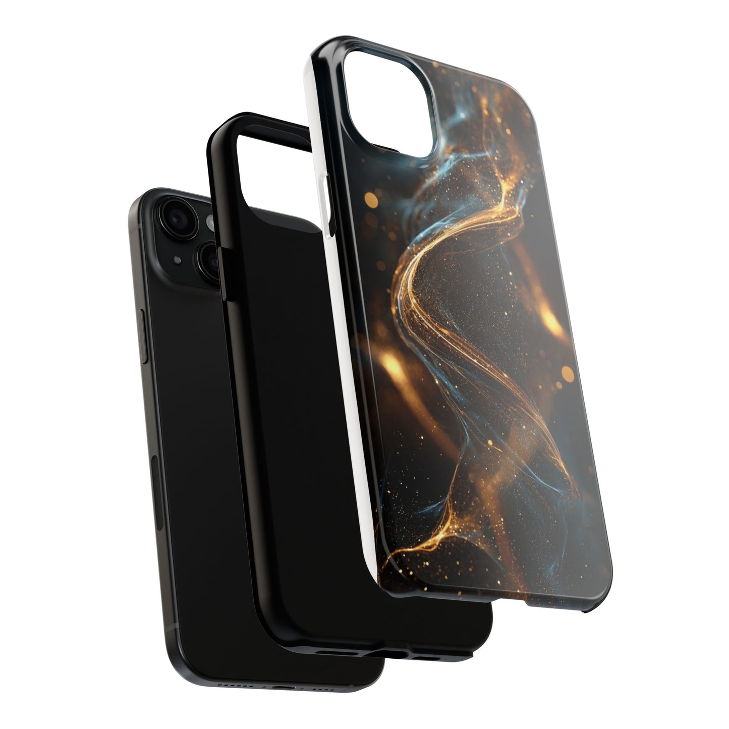 Stylish Tough Phone Case with Elegant Gold Swirl Design