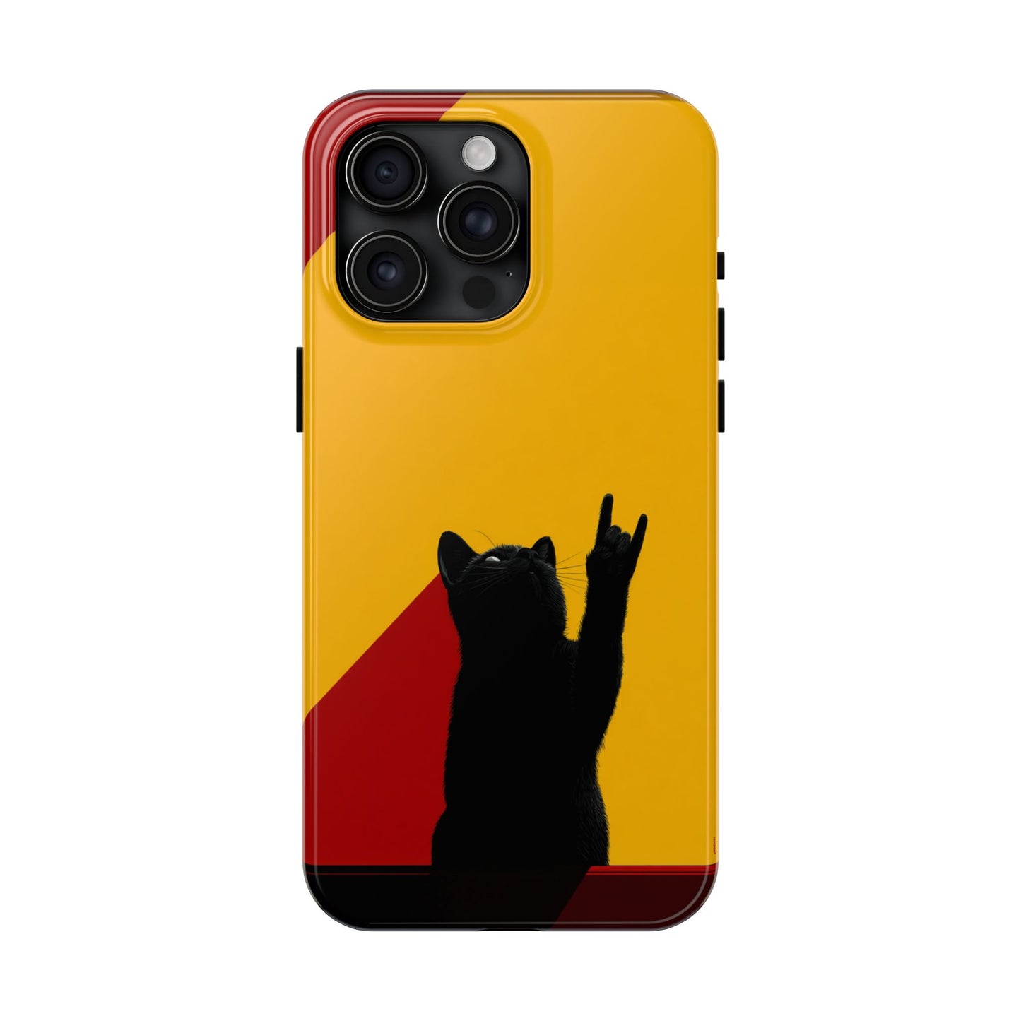 Black Cat Rock Gesture Tough Phone Case