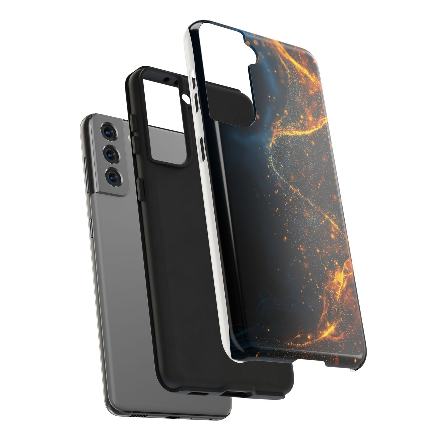 Sleek Tough Phone Cases with Abstract Gold and Blue Design