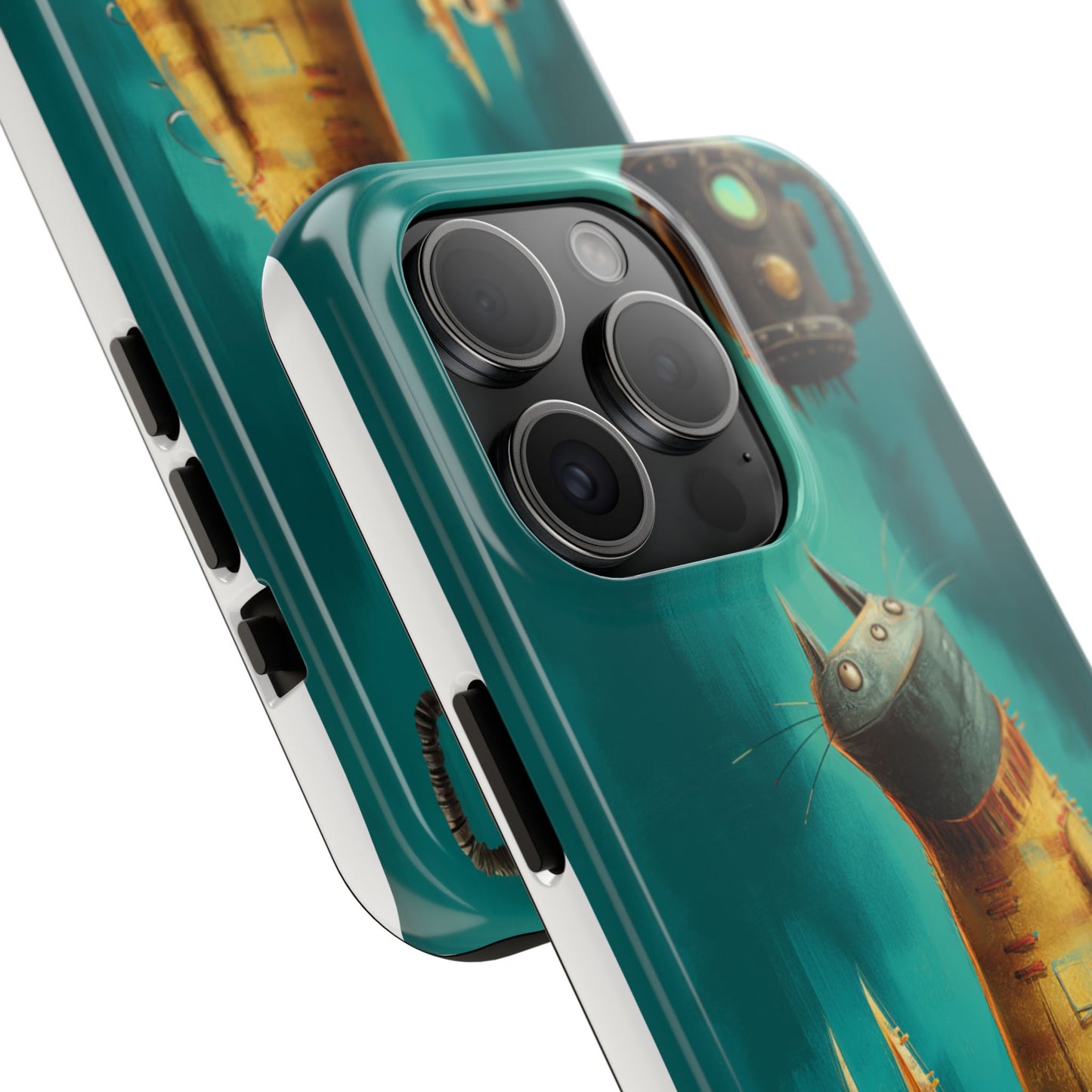Whimsical Cat Adventure Tough Phone Case - Unique Design for Animal Lovers