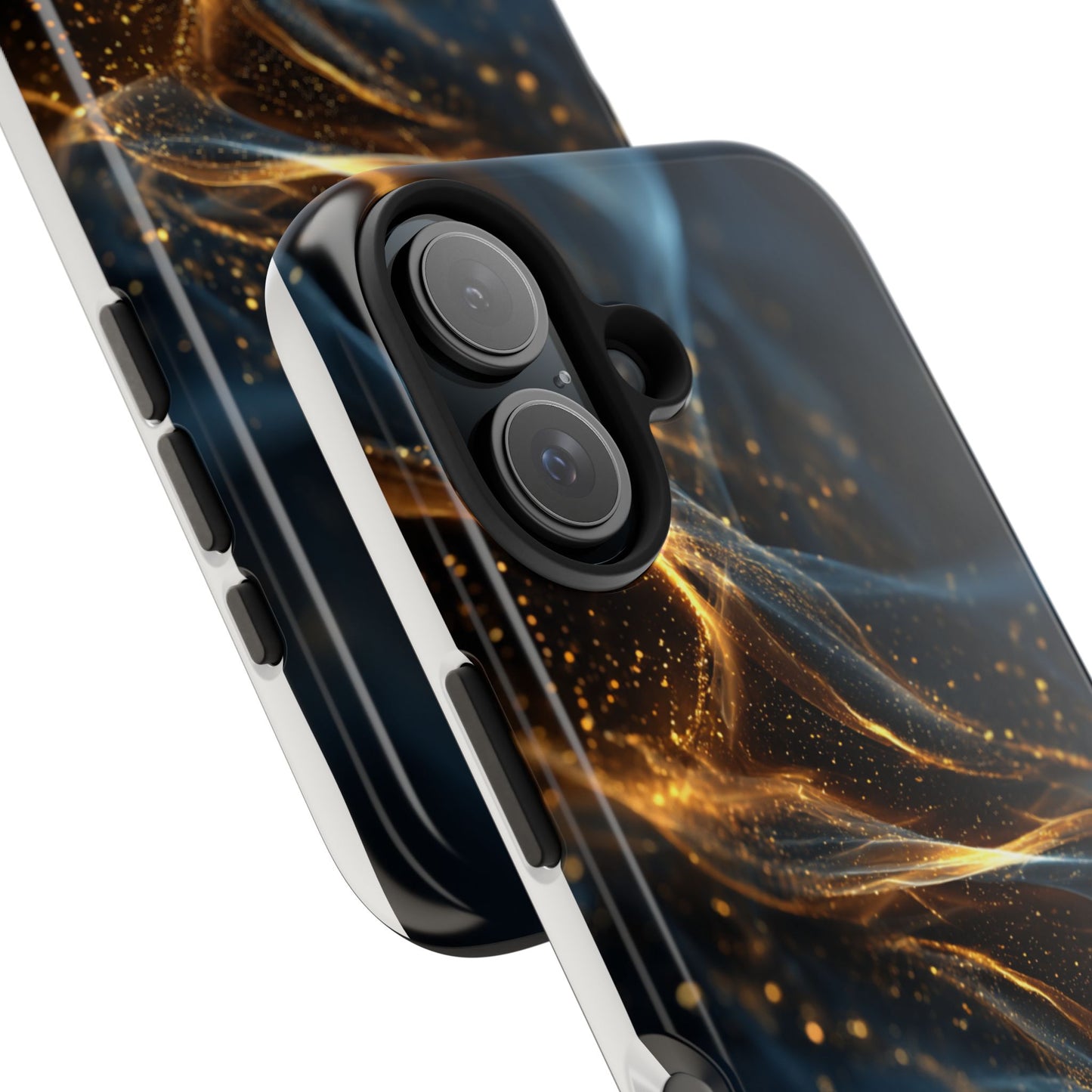 Stylish Tough Phone Case with Golden Swirl Design