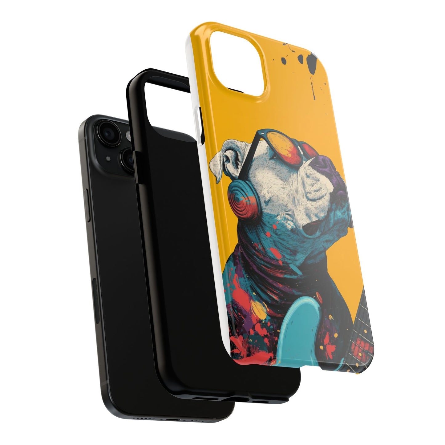 French Bulldog with Orange Sunglasses and Headphones Tough Phone Case