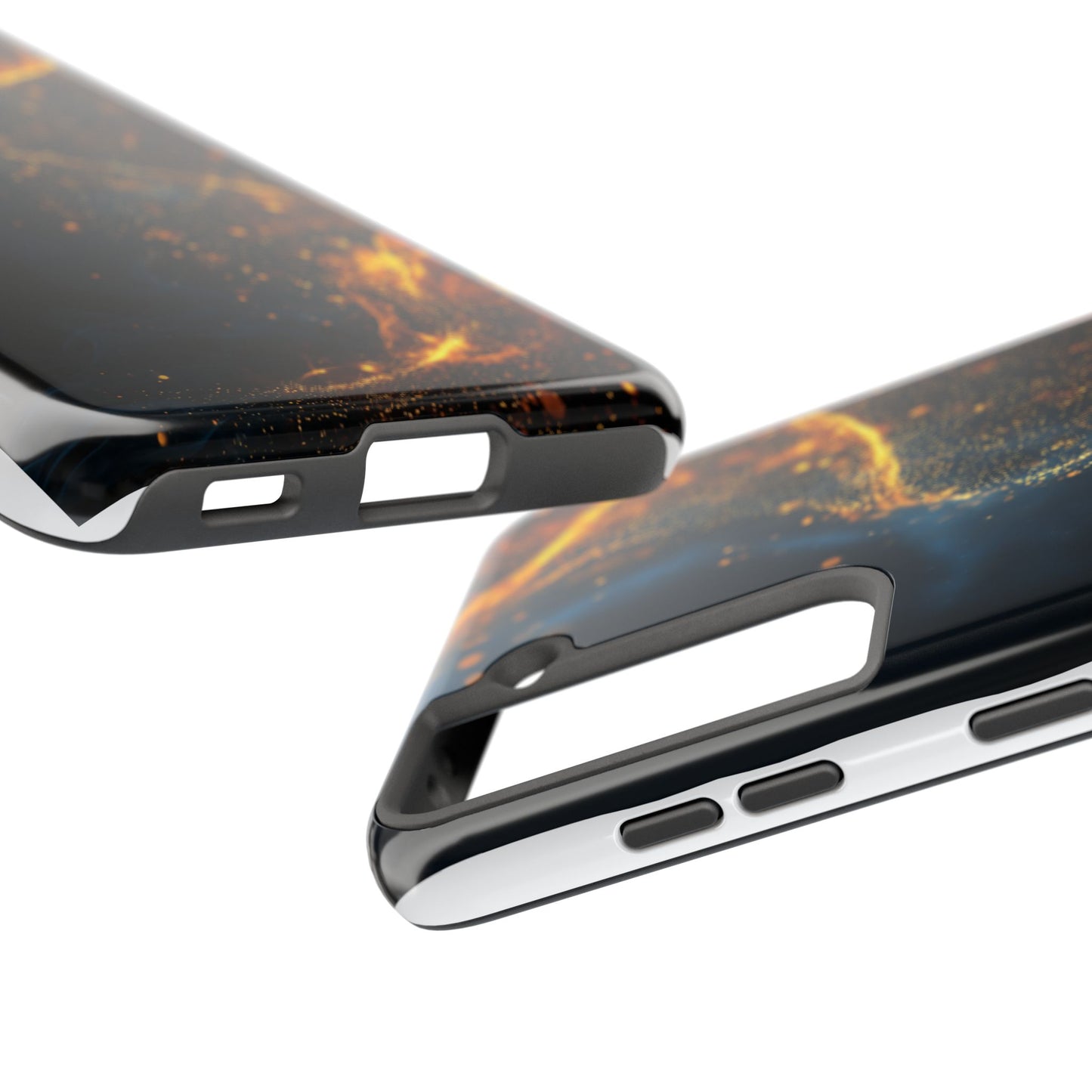 Sleek Tough Phone Cases with Abstract Gold and Blue Design