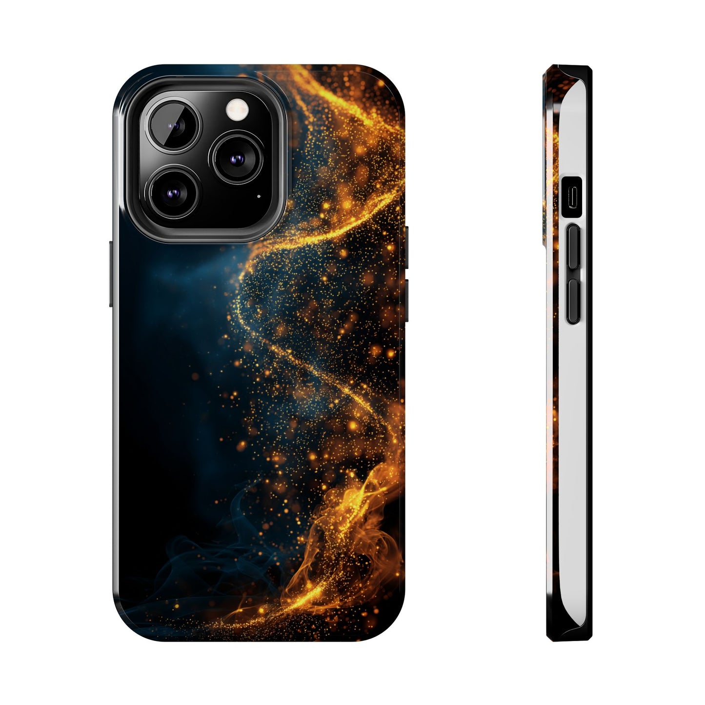 Sleek Tough Phone Cases with Abstract Gold and Blue Design