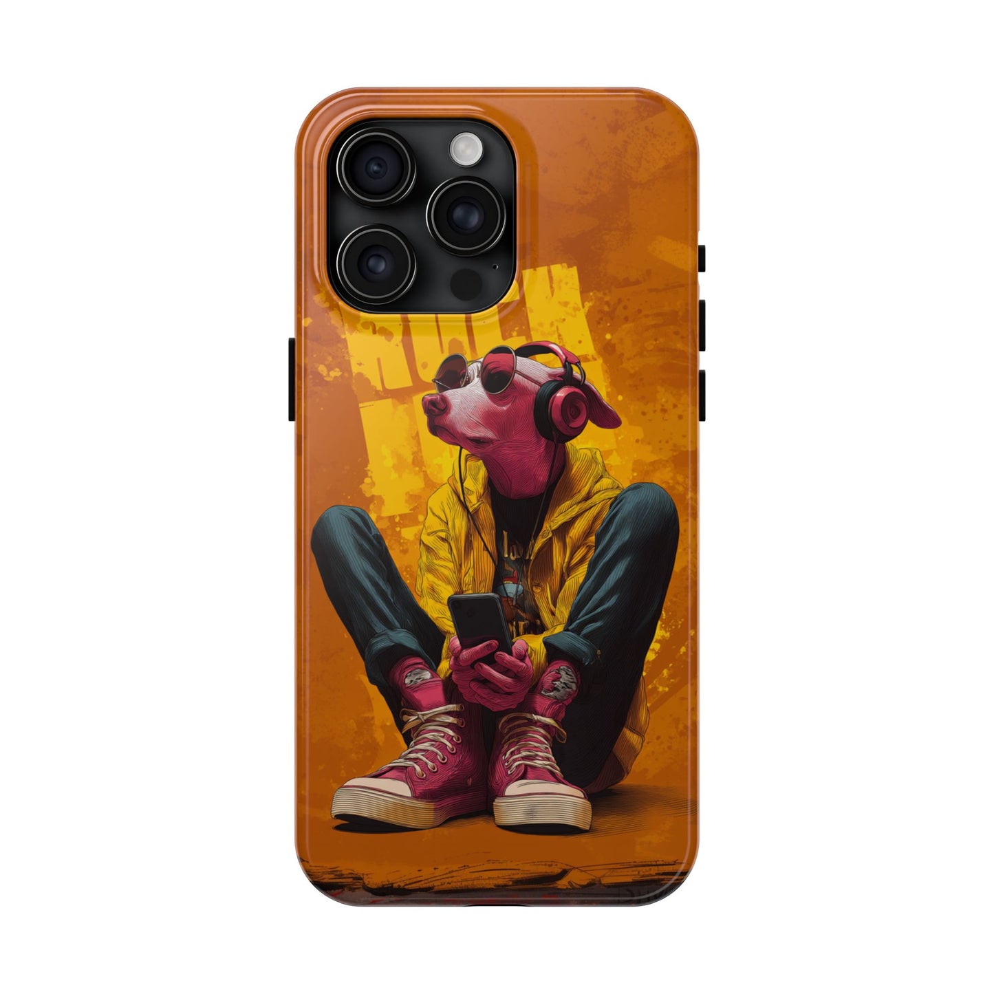 Dog with Pink Sunglasses and Headphones Tough Phone Case