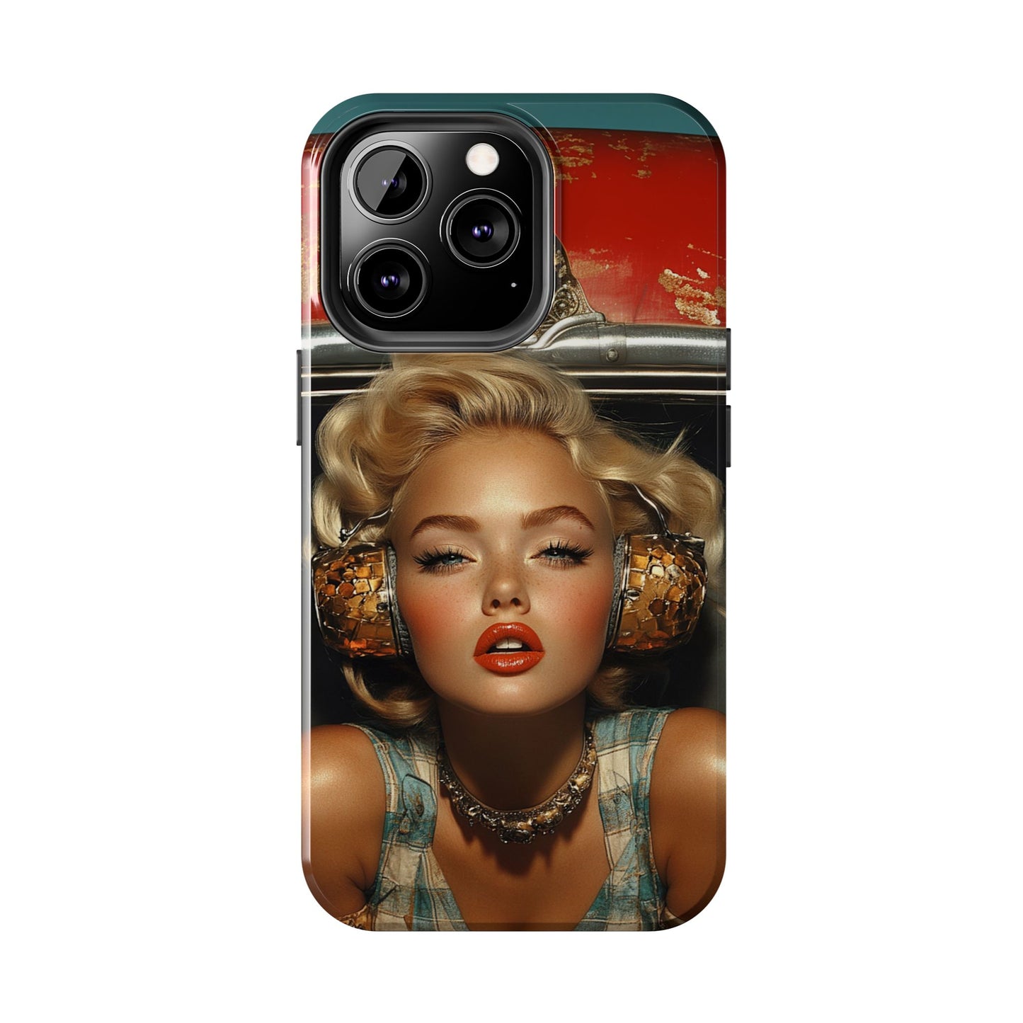 Retro Glam Tough Phone Case - Stylish Protection for Music Lovers