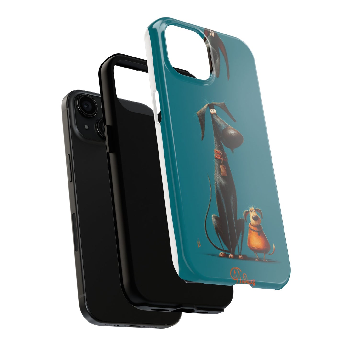 Whimsical Dog Art Tough Phone Case - Durable Protection for Pet Lovers