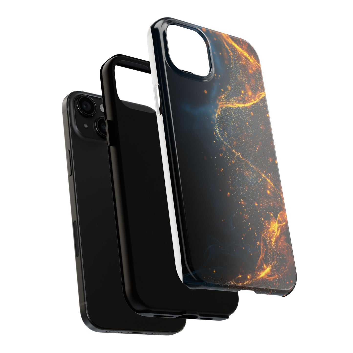 Sleek Tough Phone Cases with Abstract Gold and Blue Design