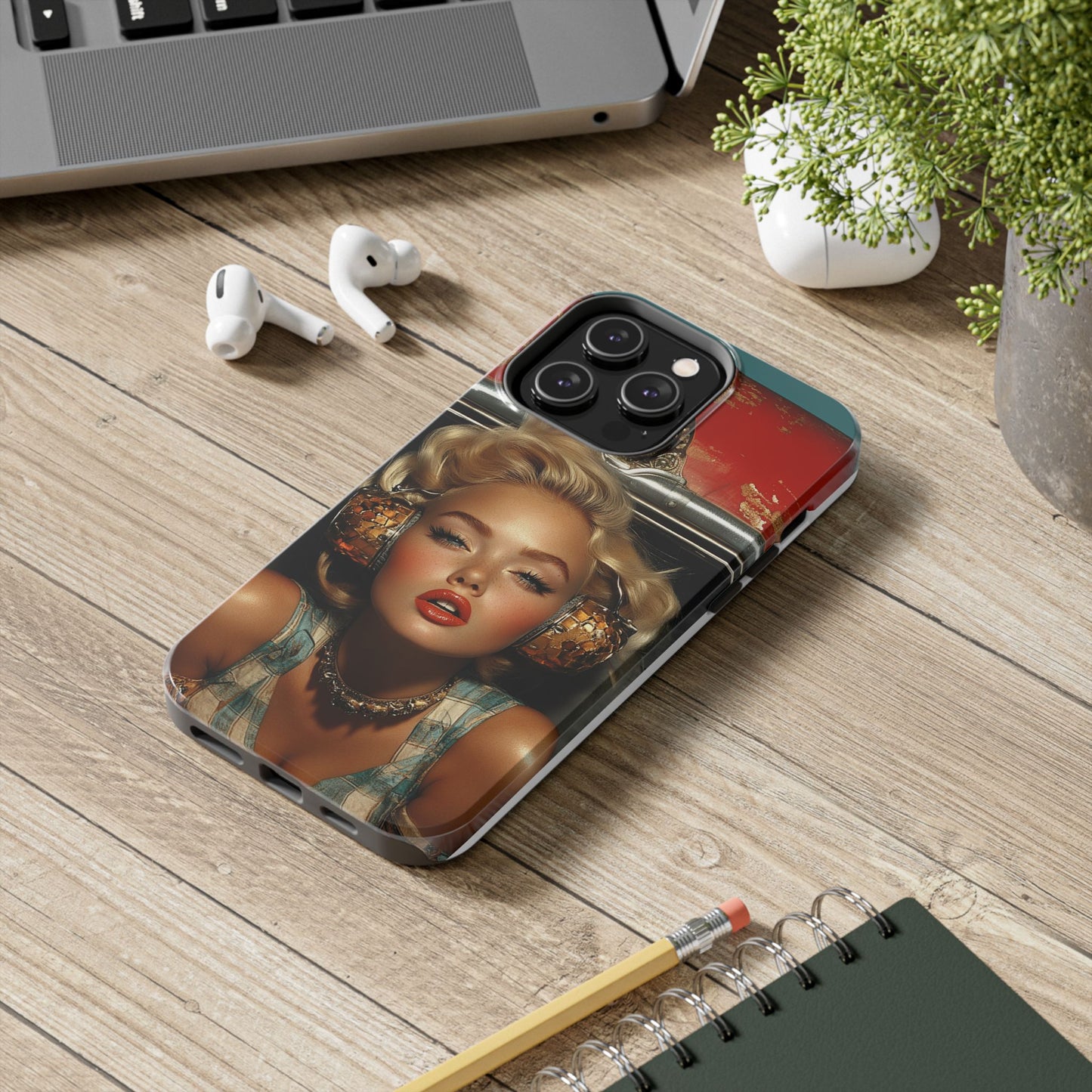 Retro Glam Tough Phone Case - Stylish Protection for Music Lovers