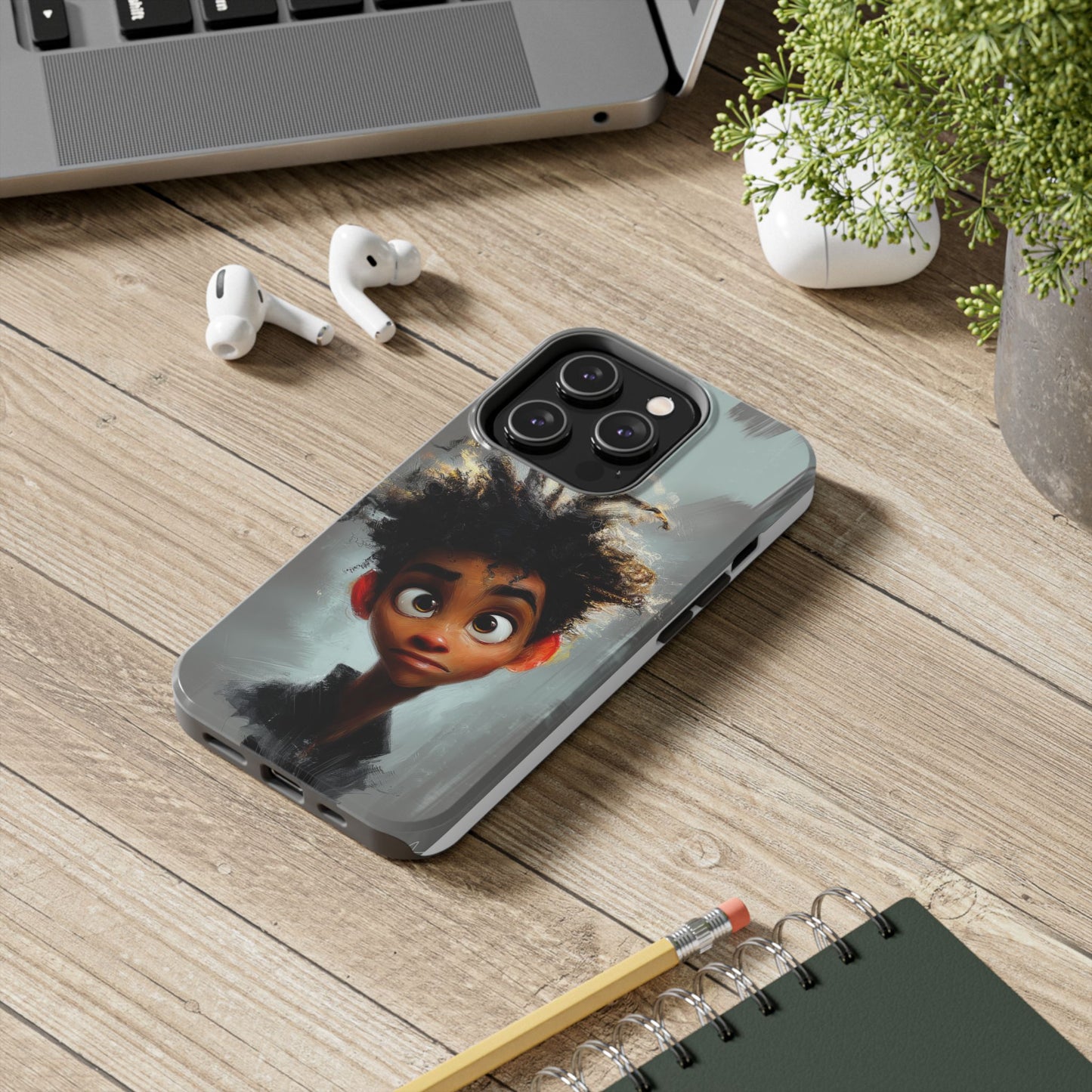 Artistic Tough Phone Case - Unique Design with Character - Great Gift Idea
