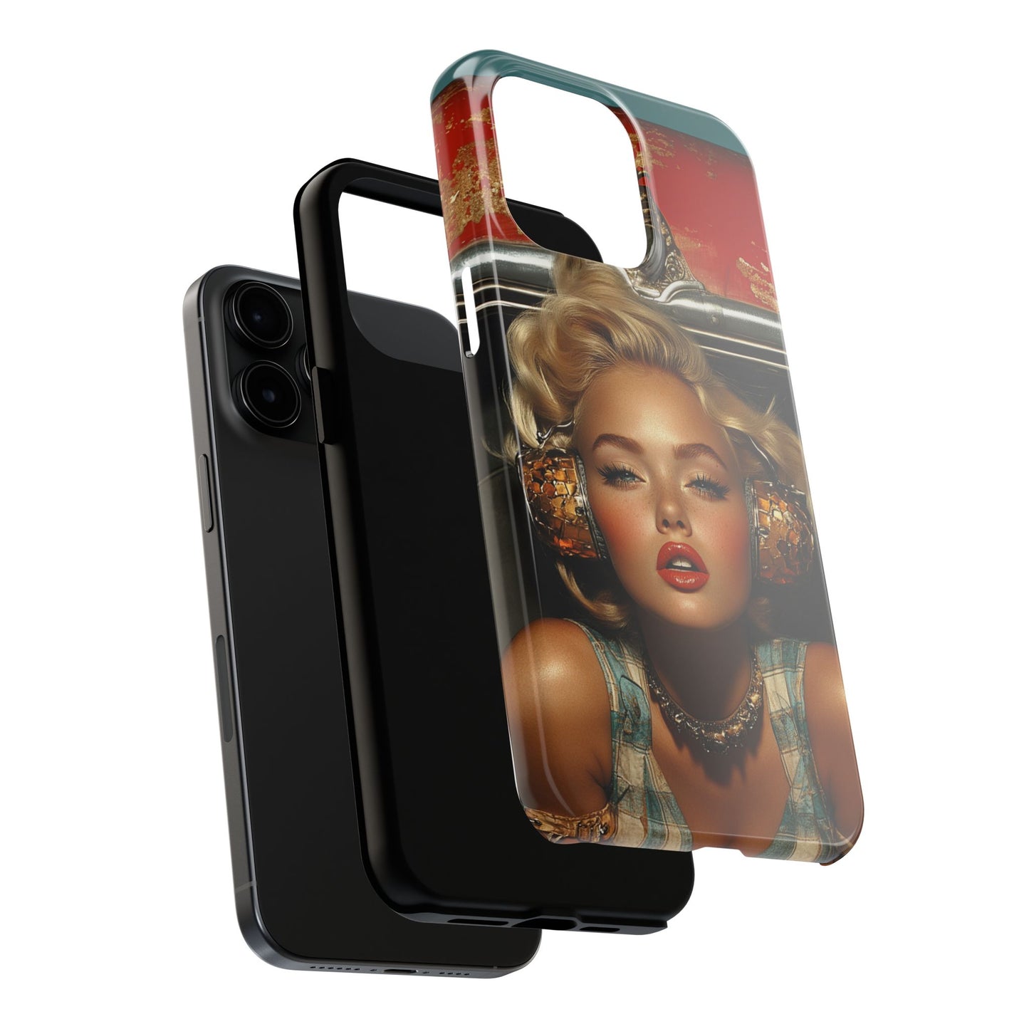 Retro Glam Tough Phone Case - Stylish Protection for Music Lovers
