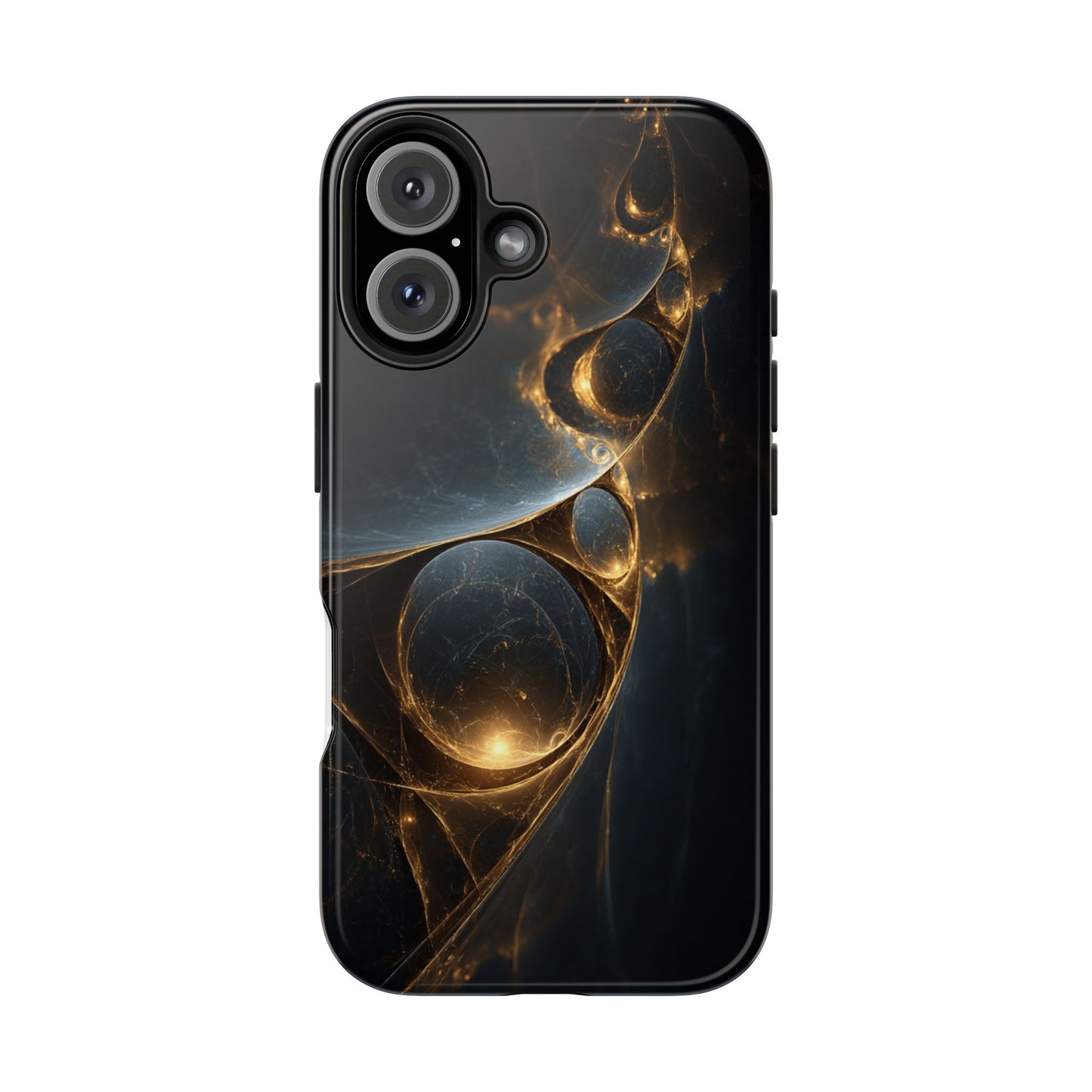 Stylish Tough Phone Case with Elegant Golden Swirls