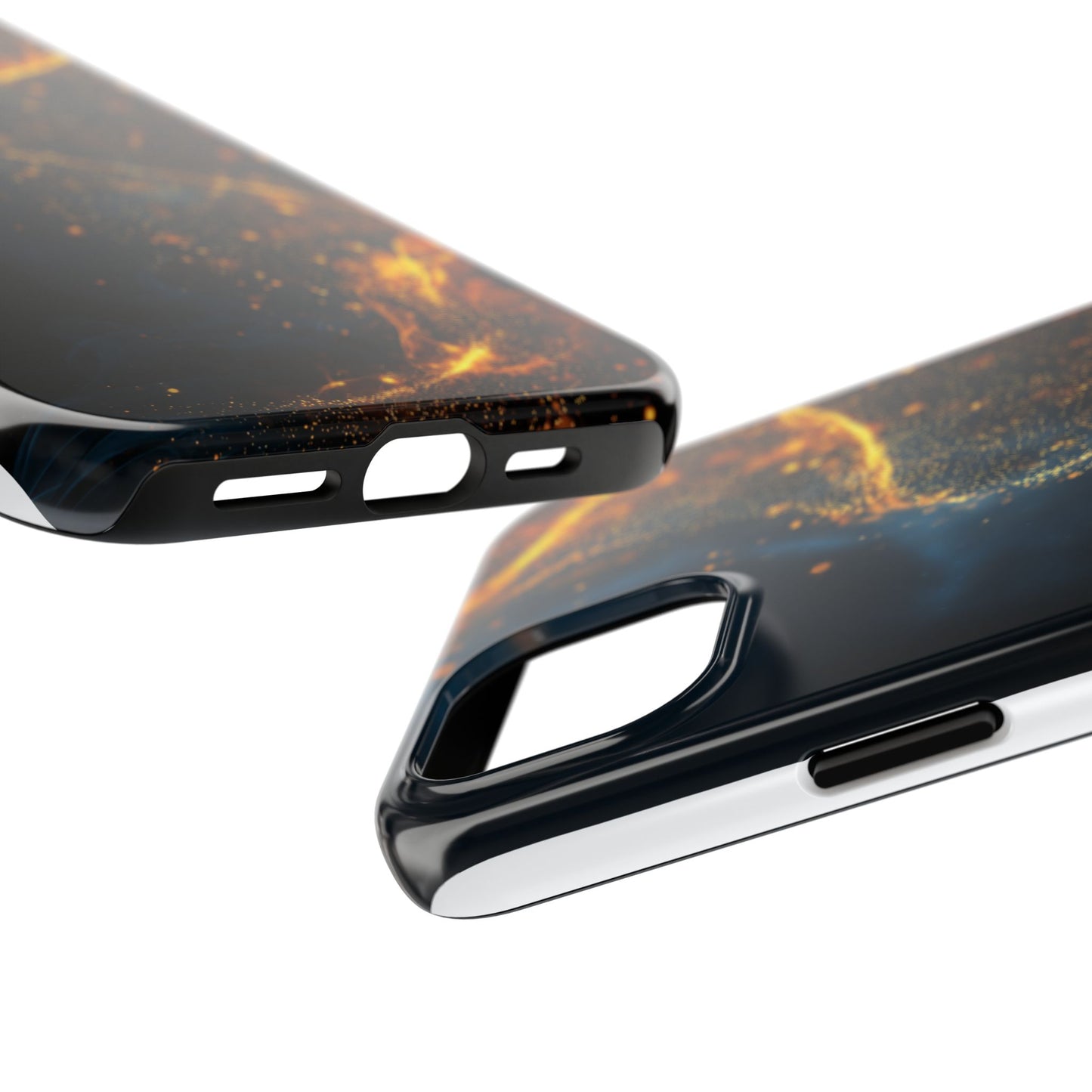 Sleek Tough Phone Cases with Abstract Gold and Blue Design