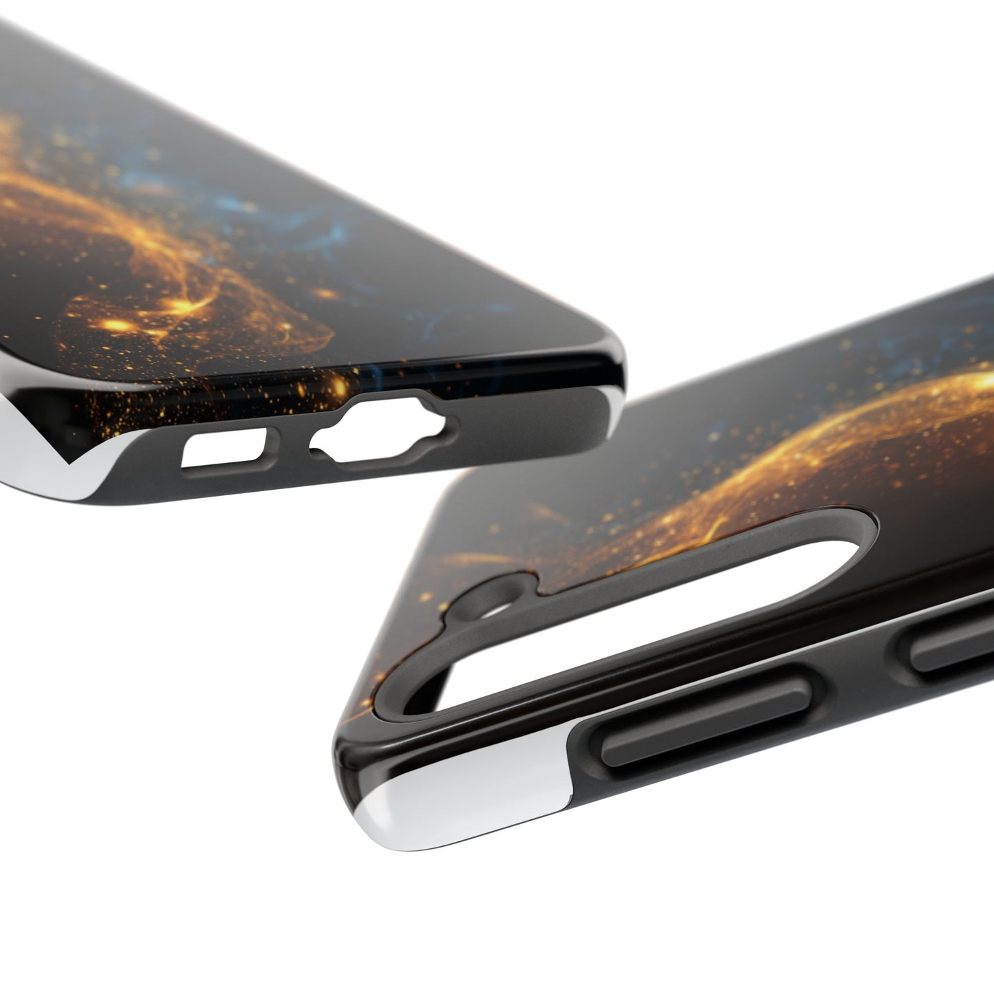 Dynamic Gold and Blue Tough Phone Case - Durable Protection with a Stunning Design