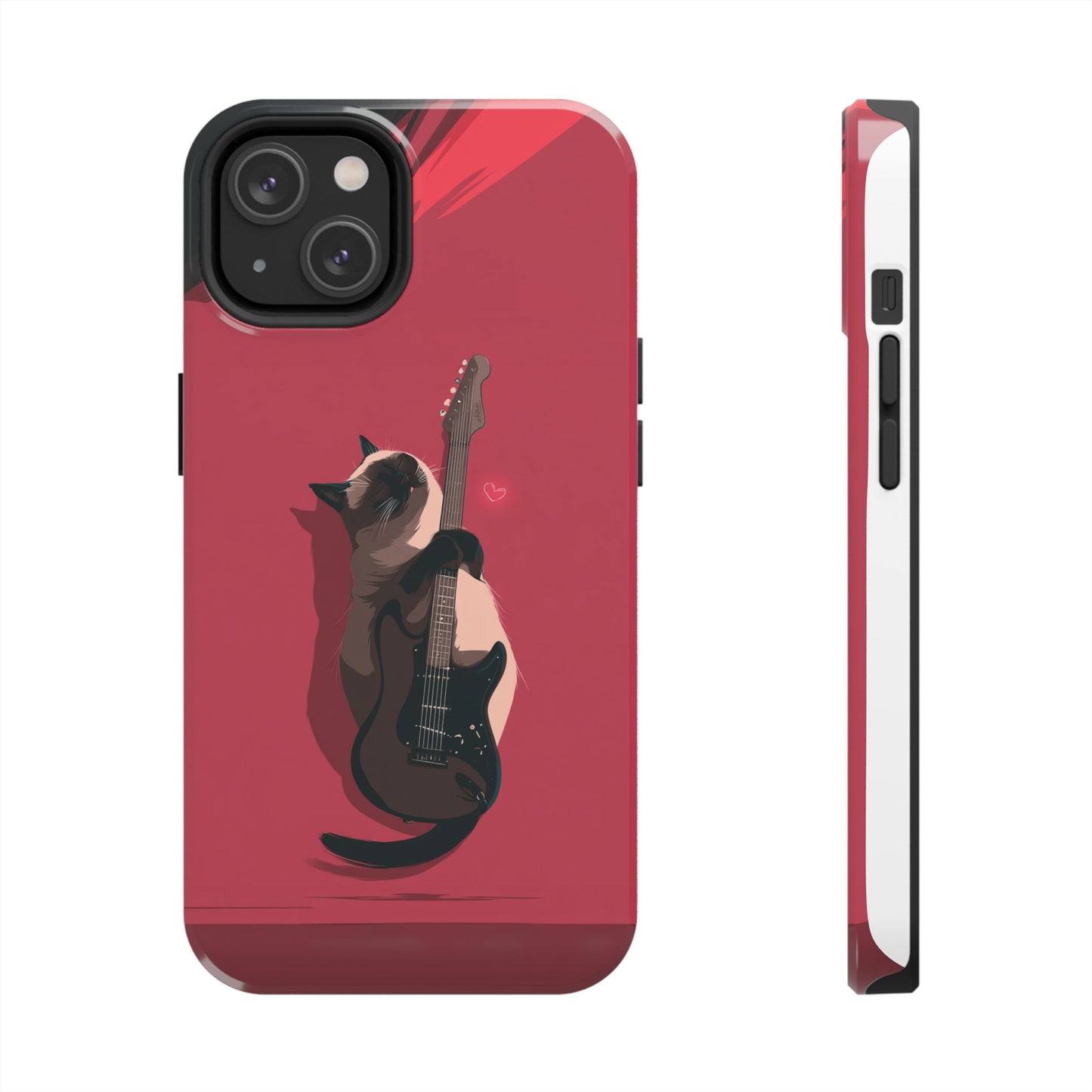 Charming Cat with Guitar Tough Phone Case – Wearable Art for Cat & Music Lovers