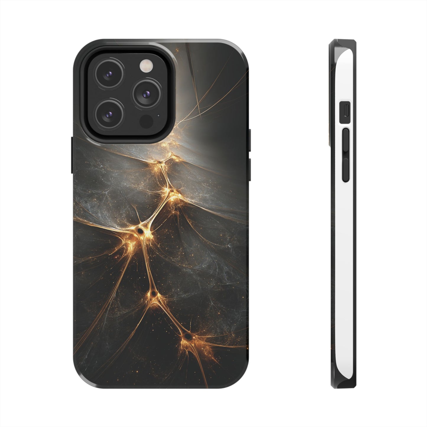 Tough Phone Case - Elegant Gold Fractal Design for Tech Lovers
