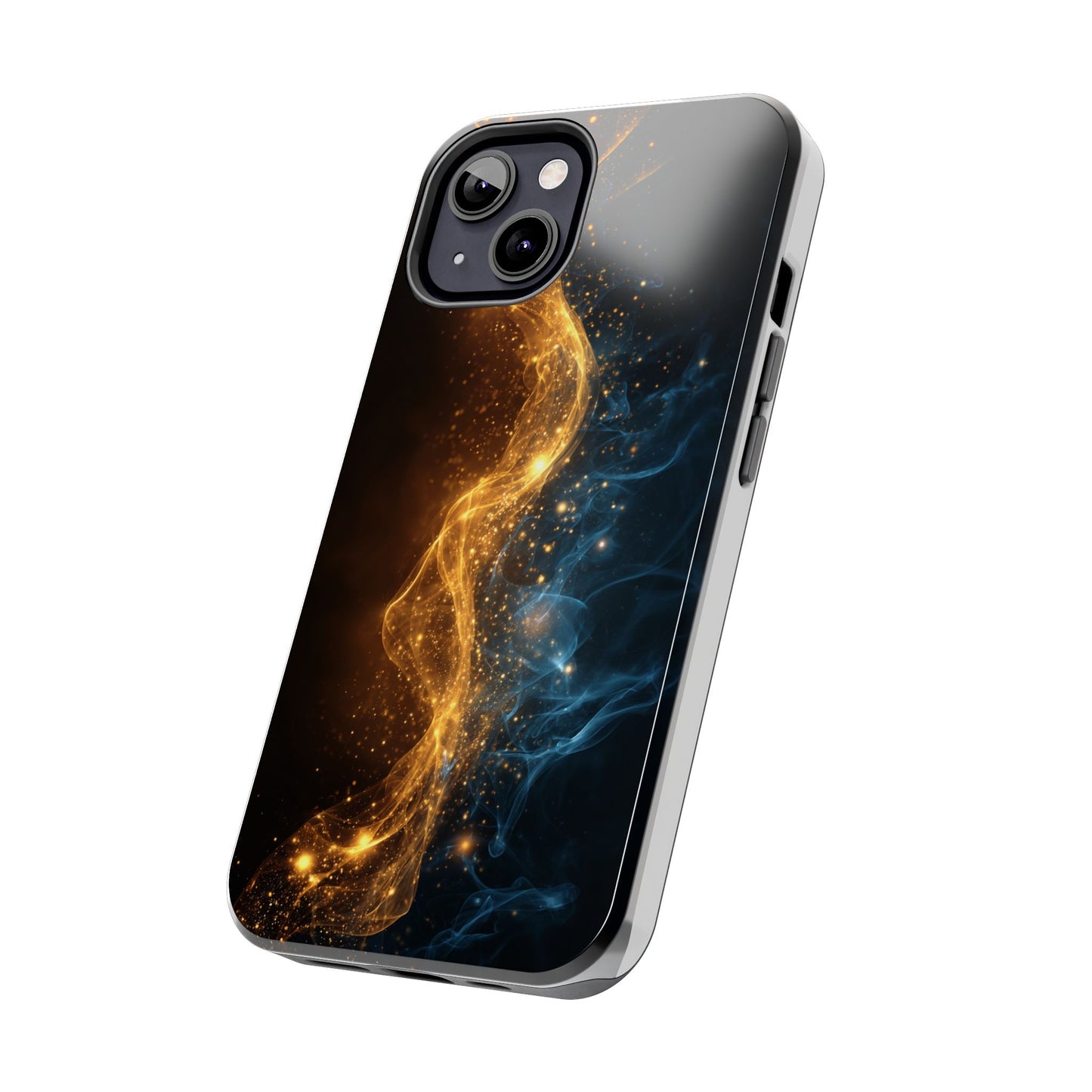 Dynamic Gold and Blue Tough Phone Case - Durable Protection with a Stunning Design