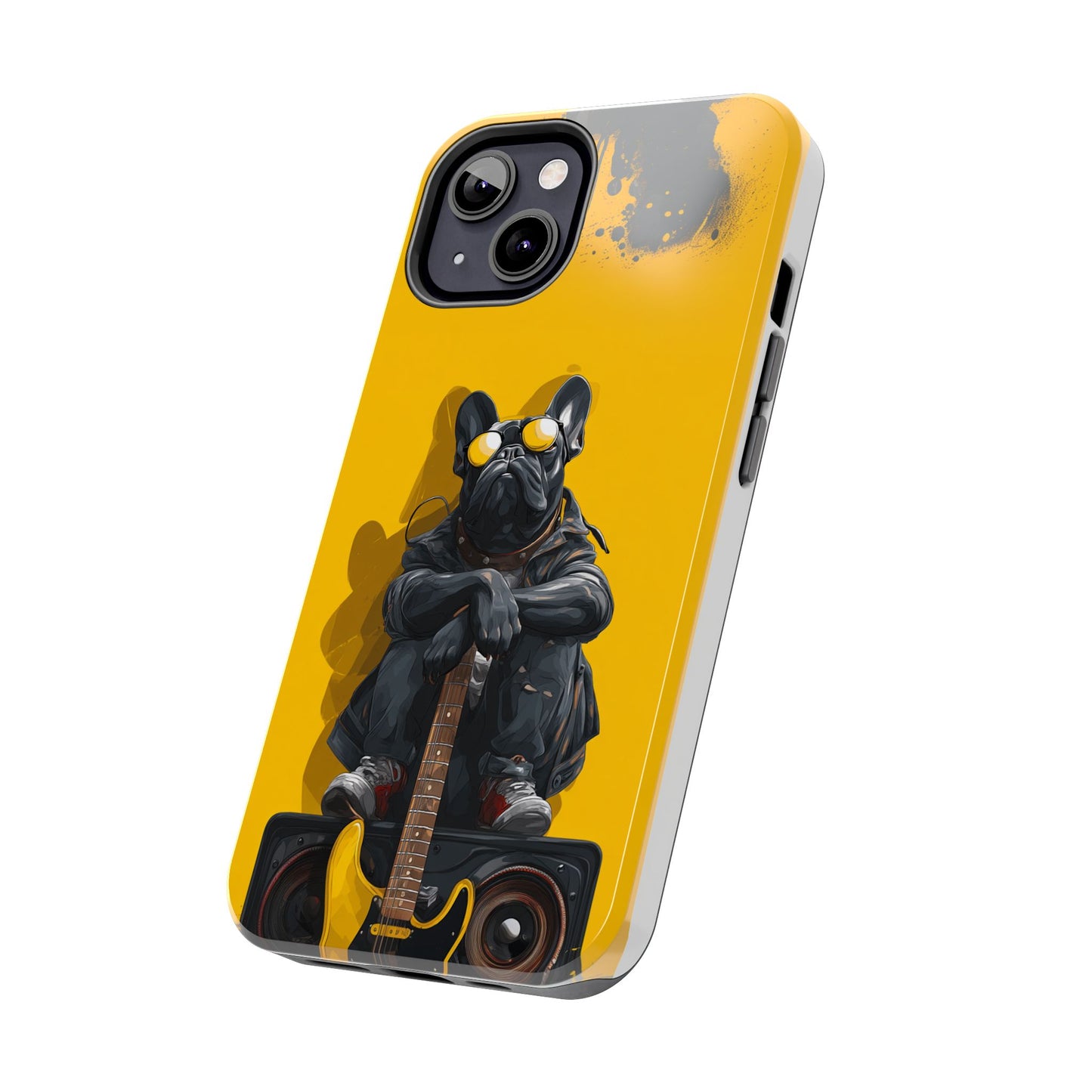 Rebellious Dog with Guitar Tough Phone Case – Wearable Art for Pet & Music Lovers