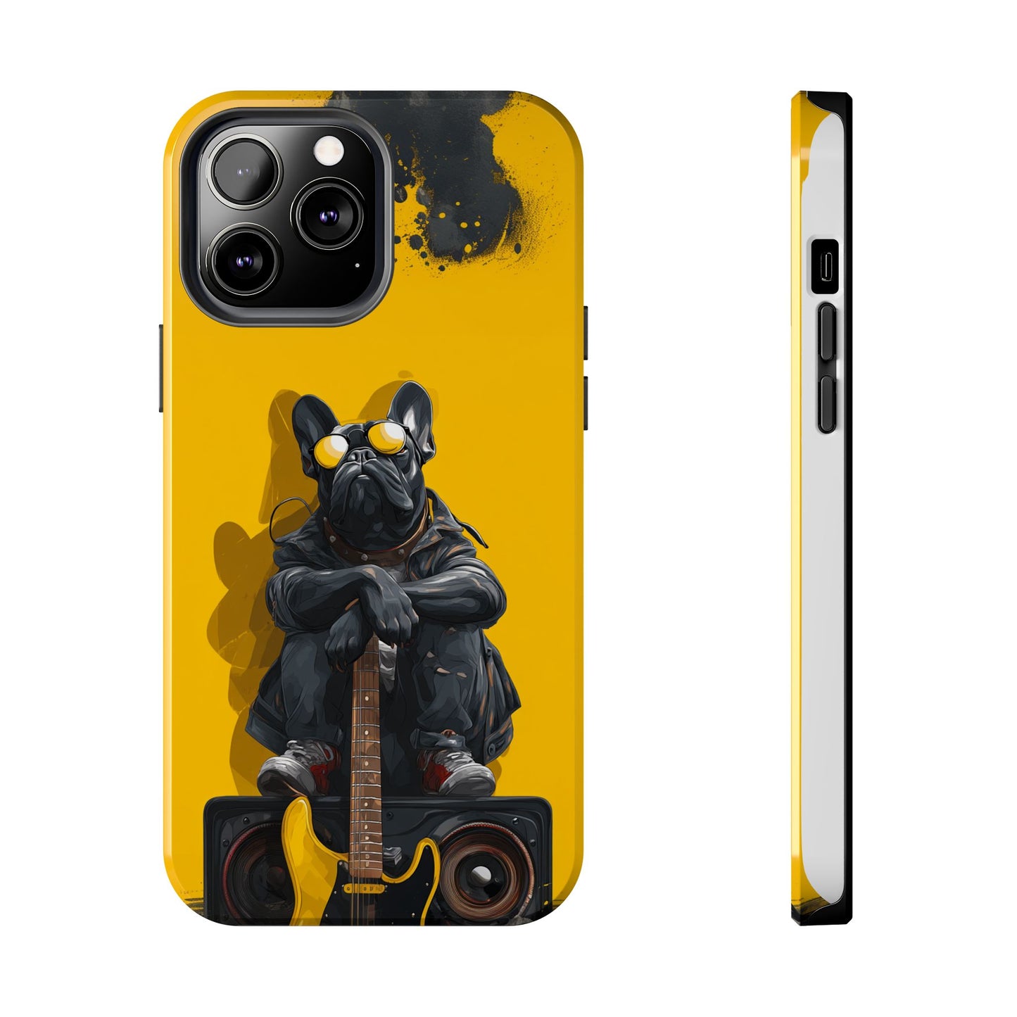 Rebellious Dog with Guitar Tough Phone Case – Wearable Art for Pet & Music Lovers