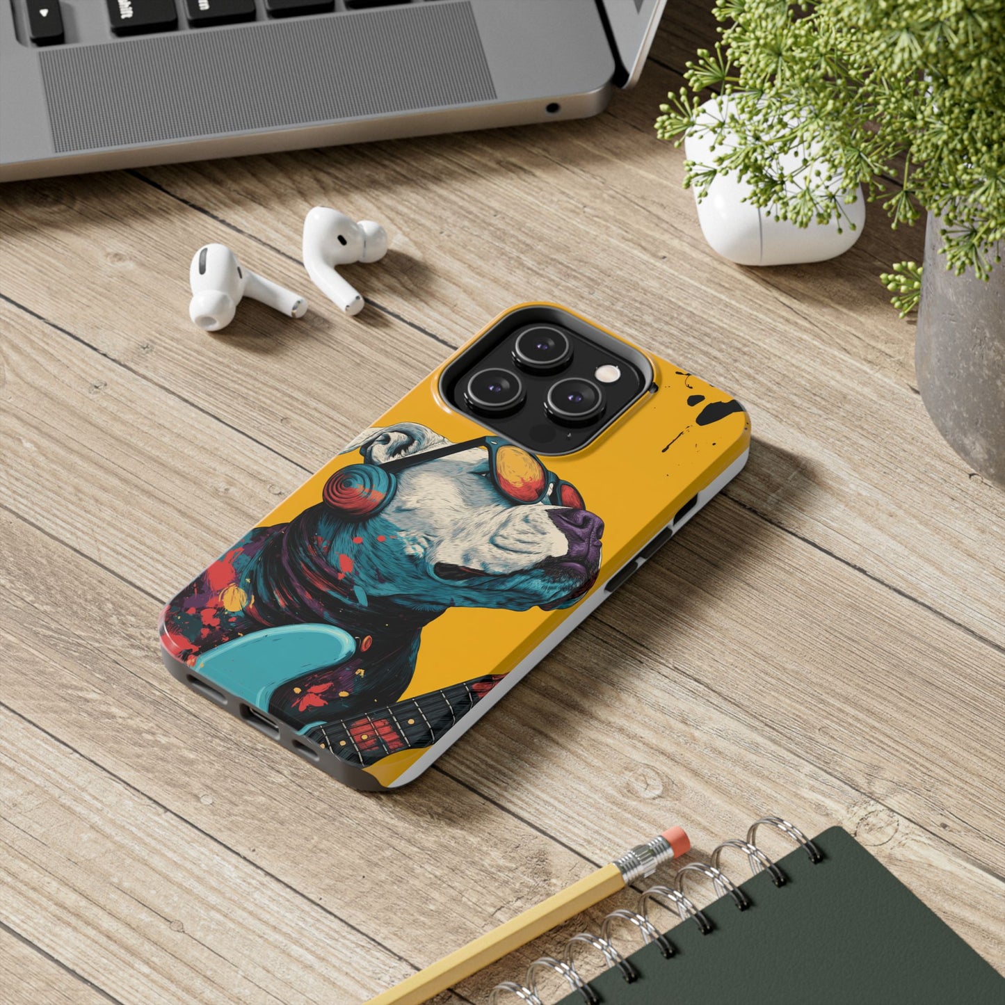 French Bulldog with Orange Sunglasses and Headphones Tough Phone Case
