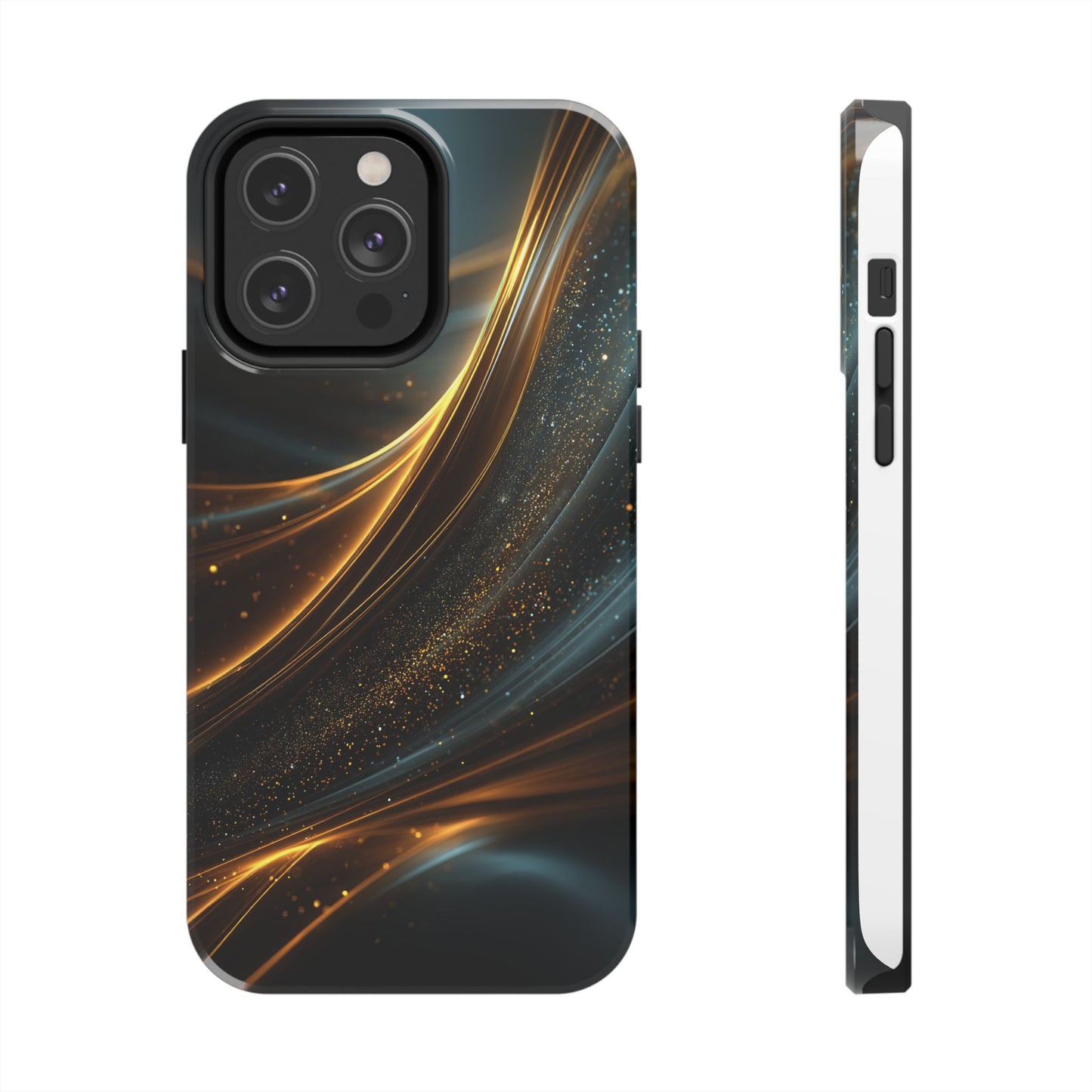 Elegant Tough Phone Case with Glittering Waves Design