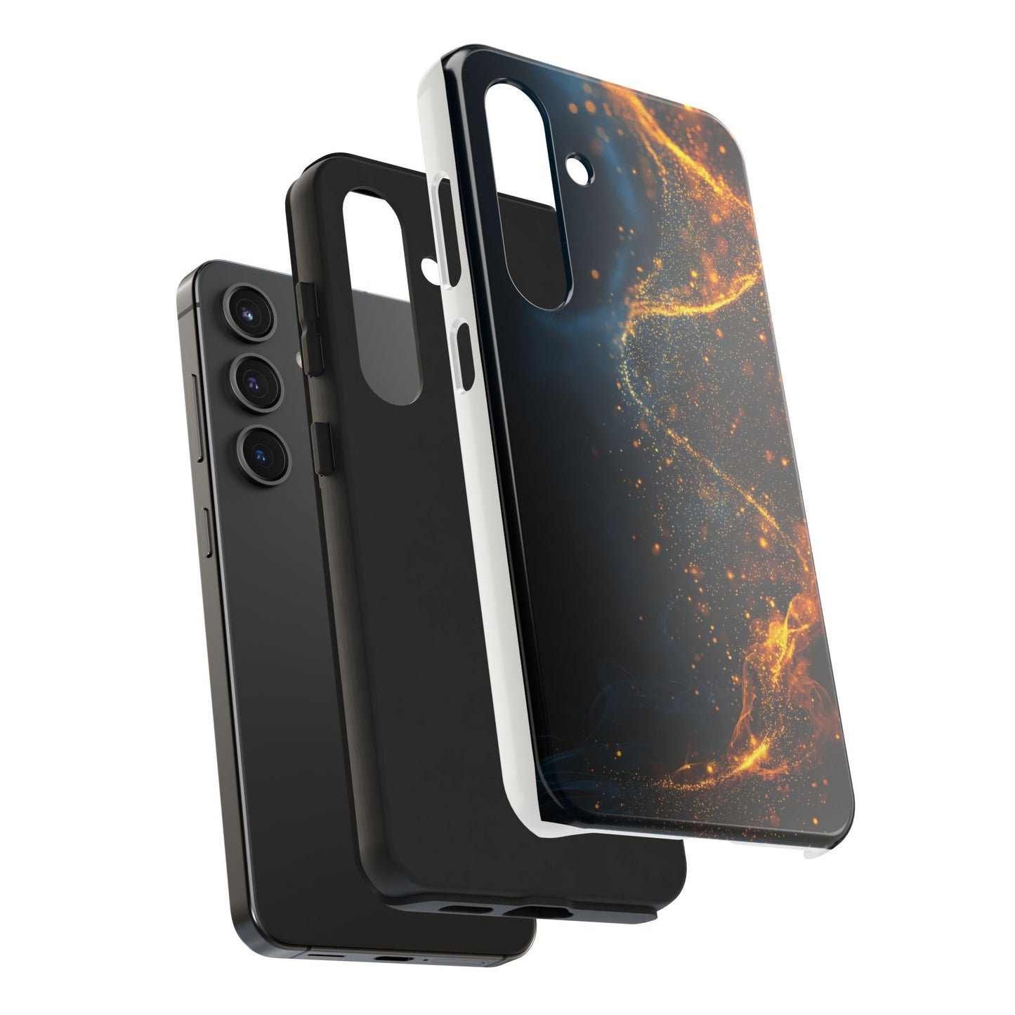 Sleek Tough Phone Cases with Abstract Gold and Blue Design