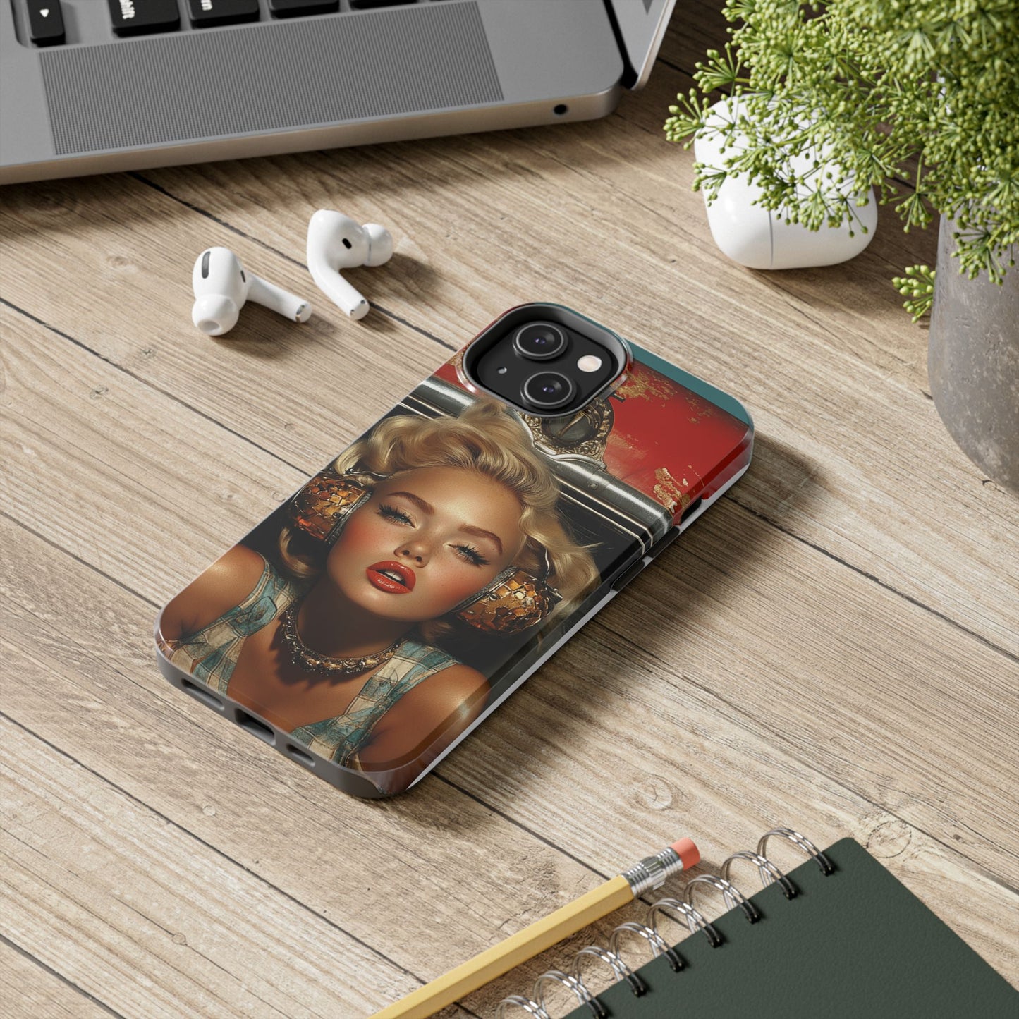 Retro Glam Tough Phone Case - Stylish Protection for Music Lovers