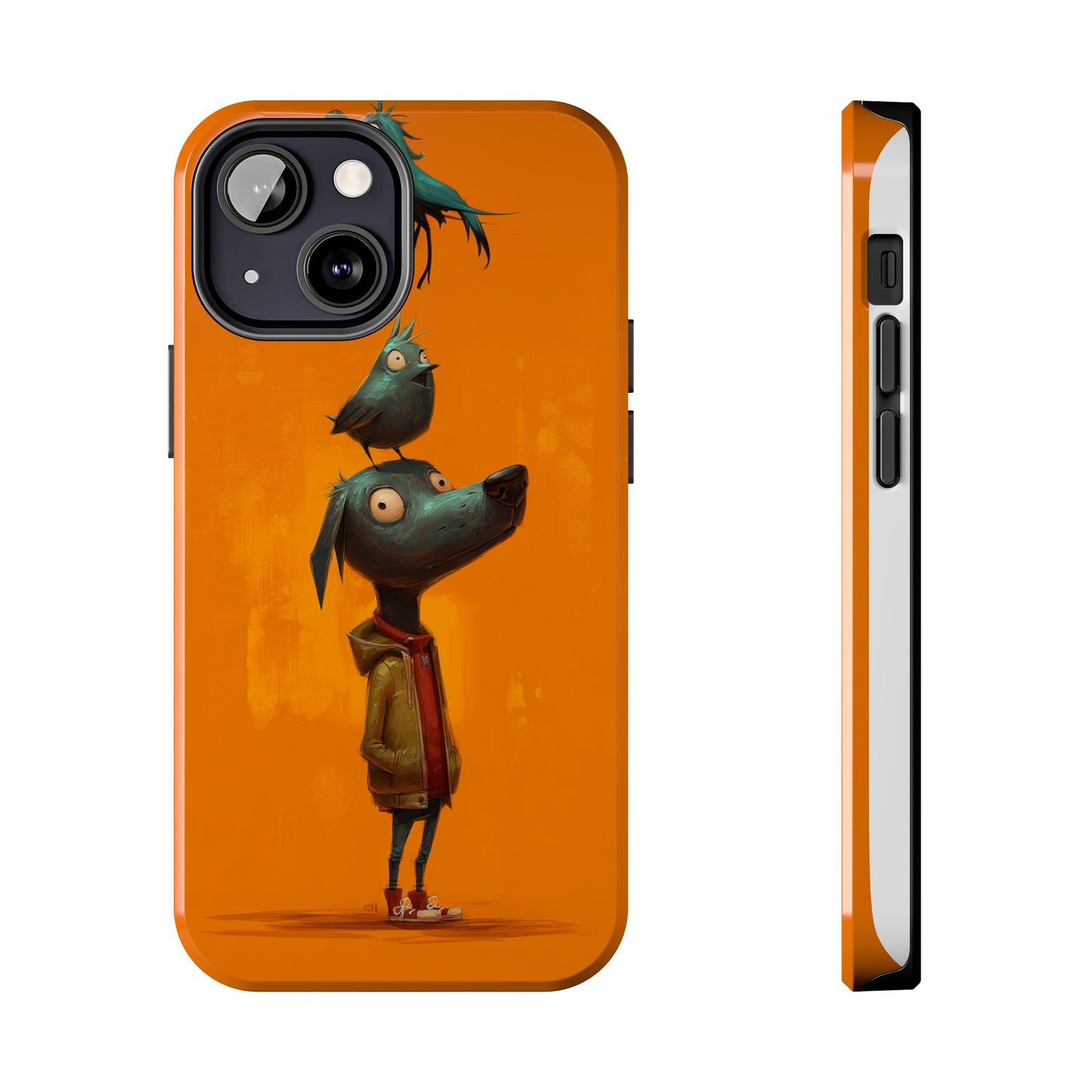 Fun Dog & Bird Tough Phone Cases - Quirky Animal Art for Pet Lovers