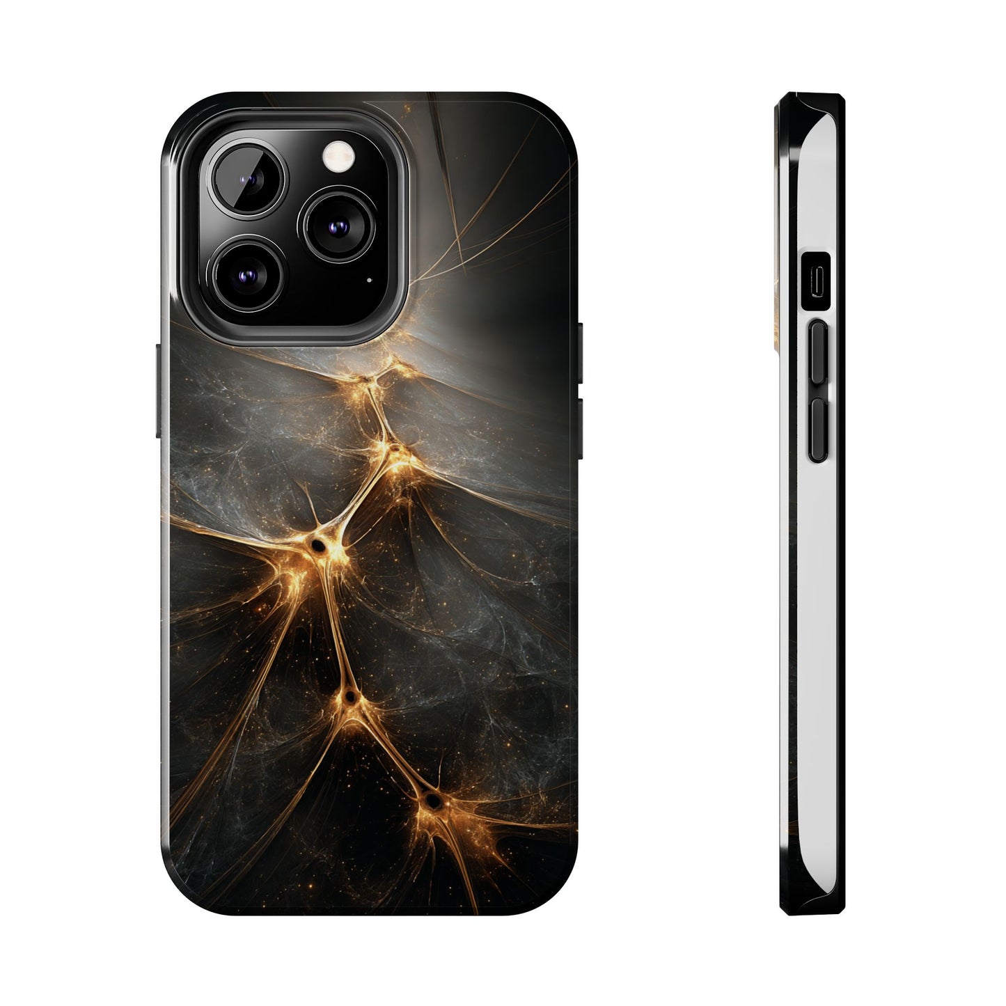Tough Phone Case - Elegant Gold Fractal Design for Tech Lovers