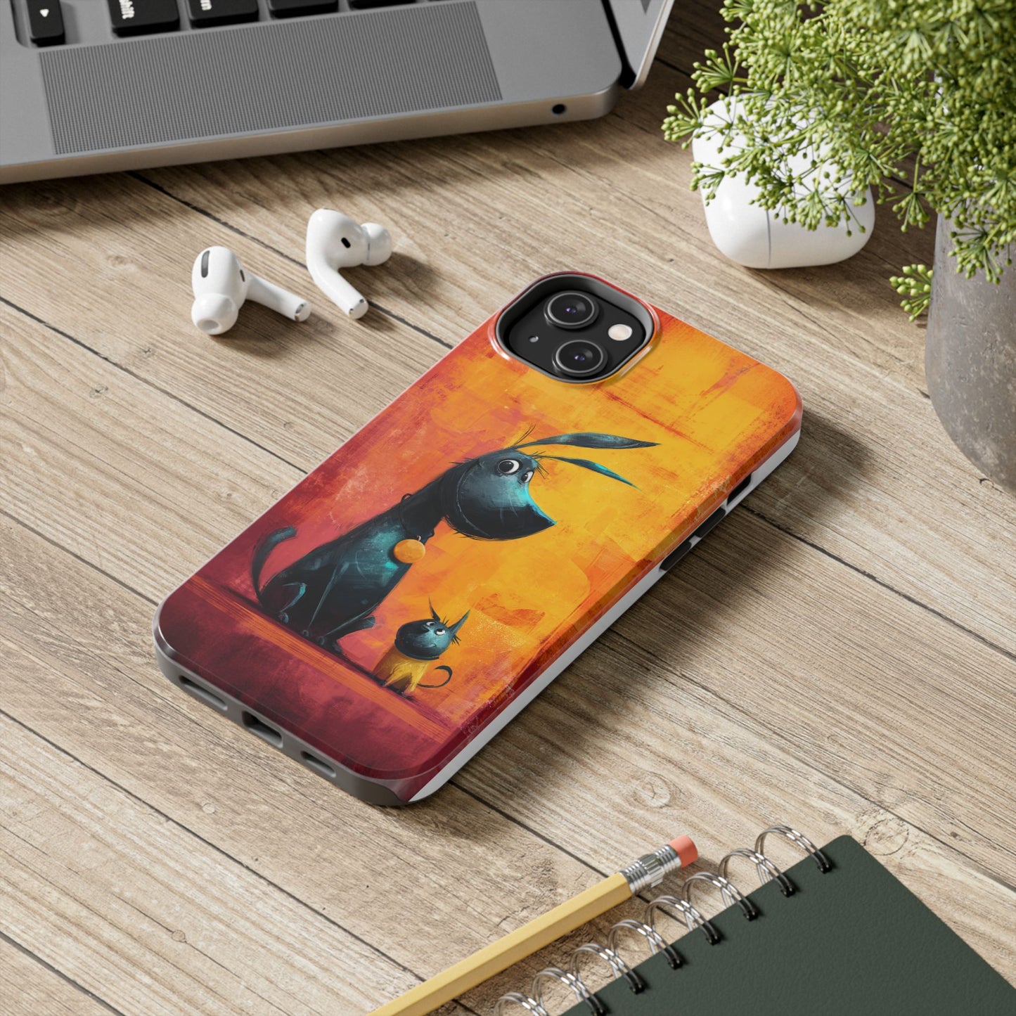 Colorful Dog & Cat Tough Phone Case – Fun Pet Lover Accessory