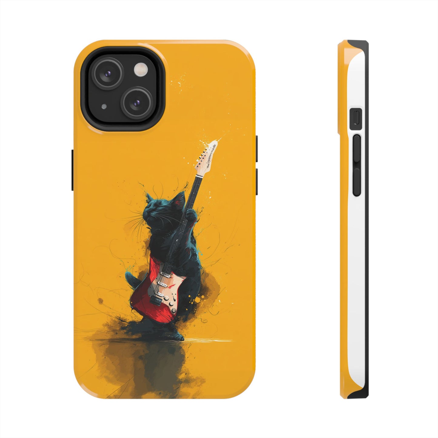 Black Cat Playing Red Guitar Tough Phone Case