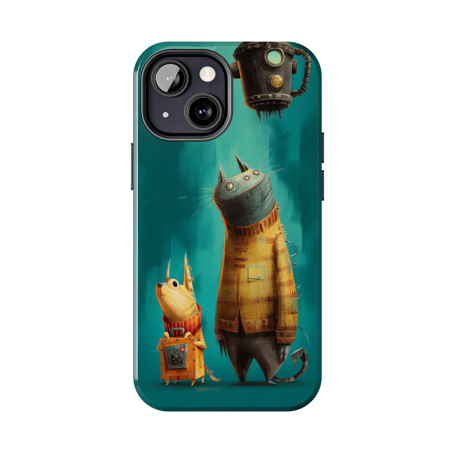 Whimsical Cat Adventure Tough Phone Case - Unique Design for Animal Lovers